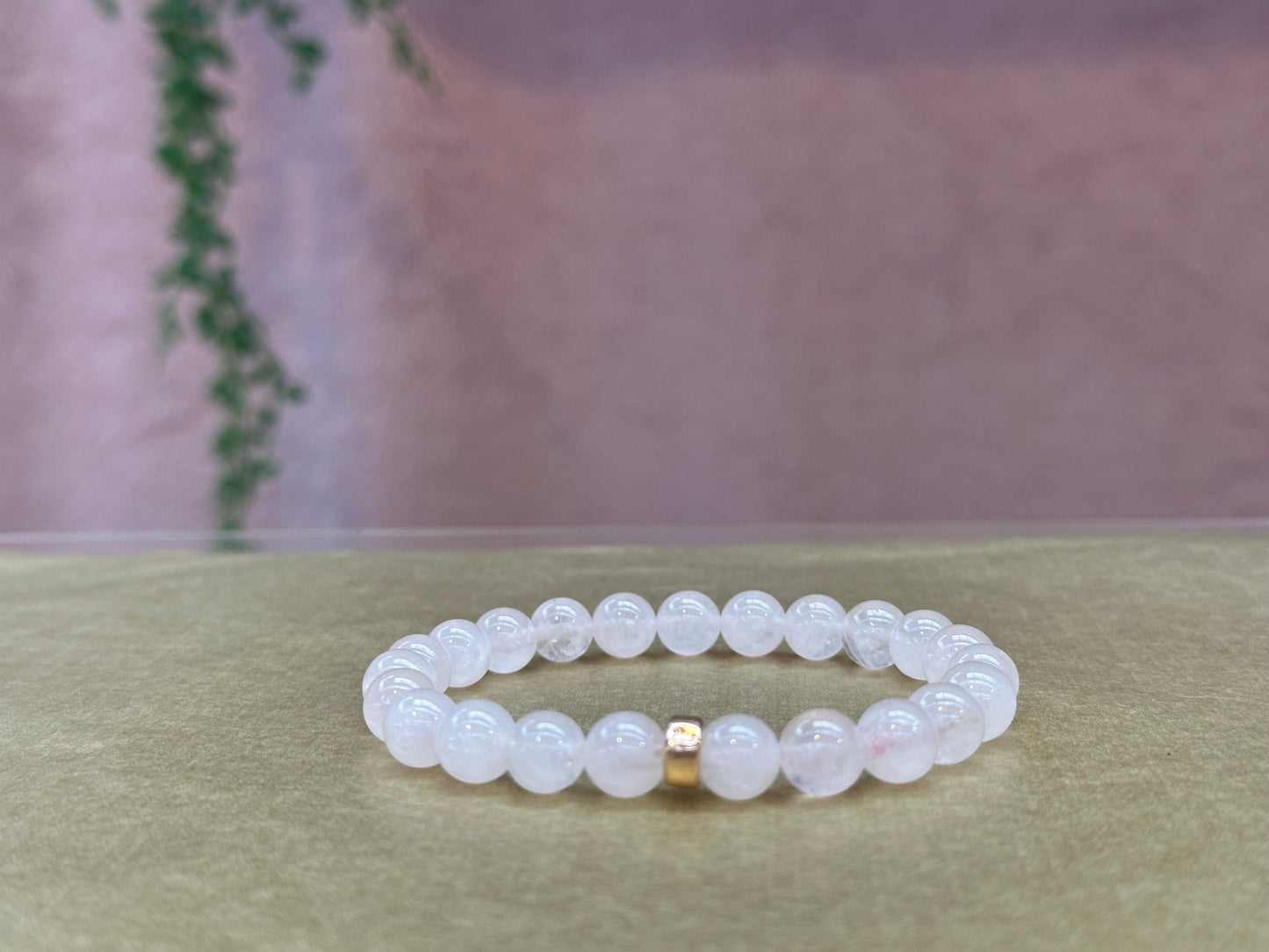 Rose quartz bracelet 9k Gold