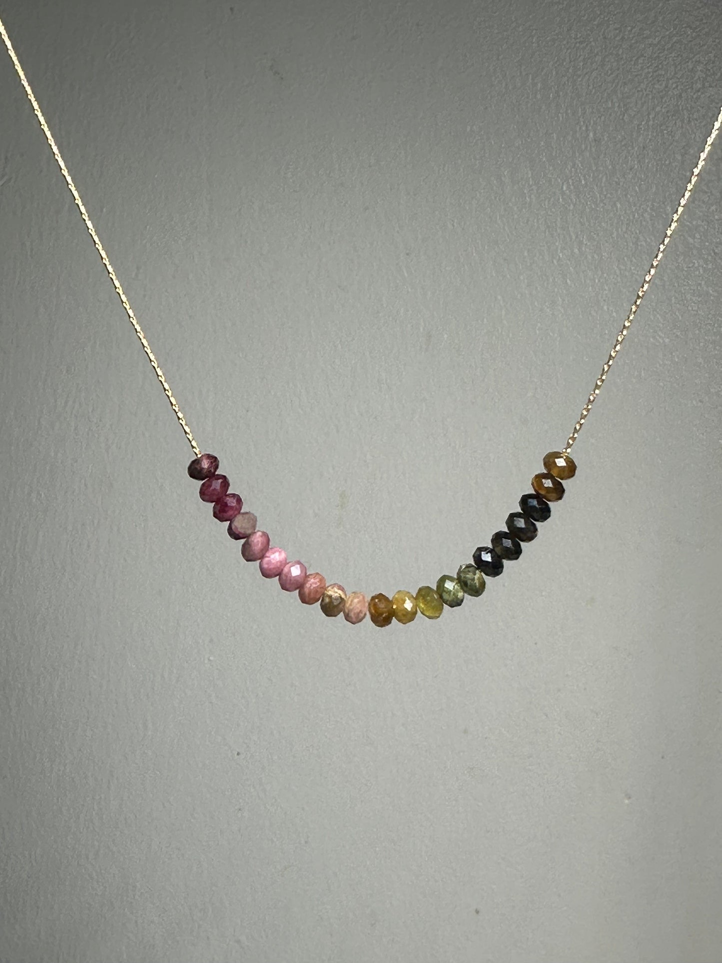 Watermelon Tourmaline Necklace Gold filled 14k