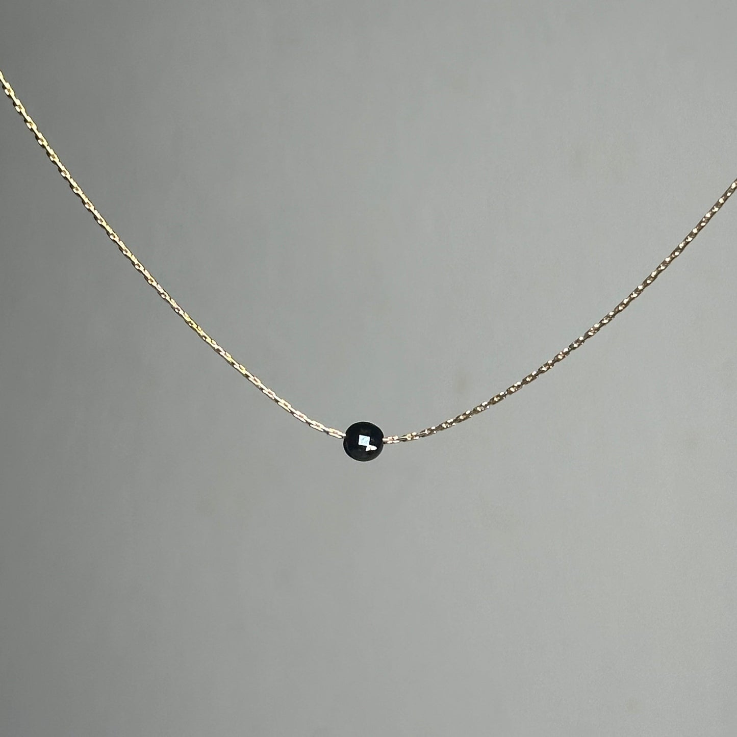Black Obdsidian Gold Necklace <br> Minimalist