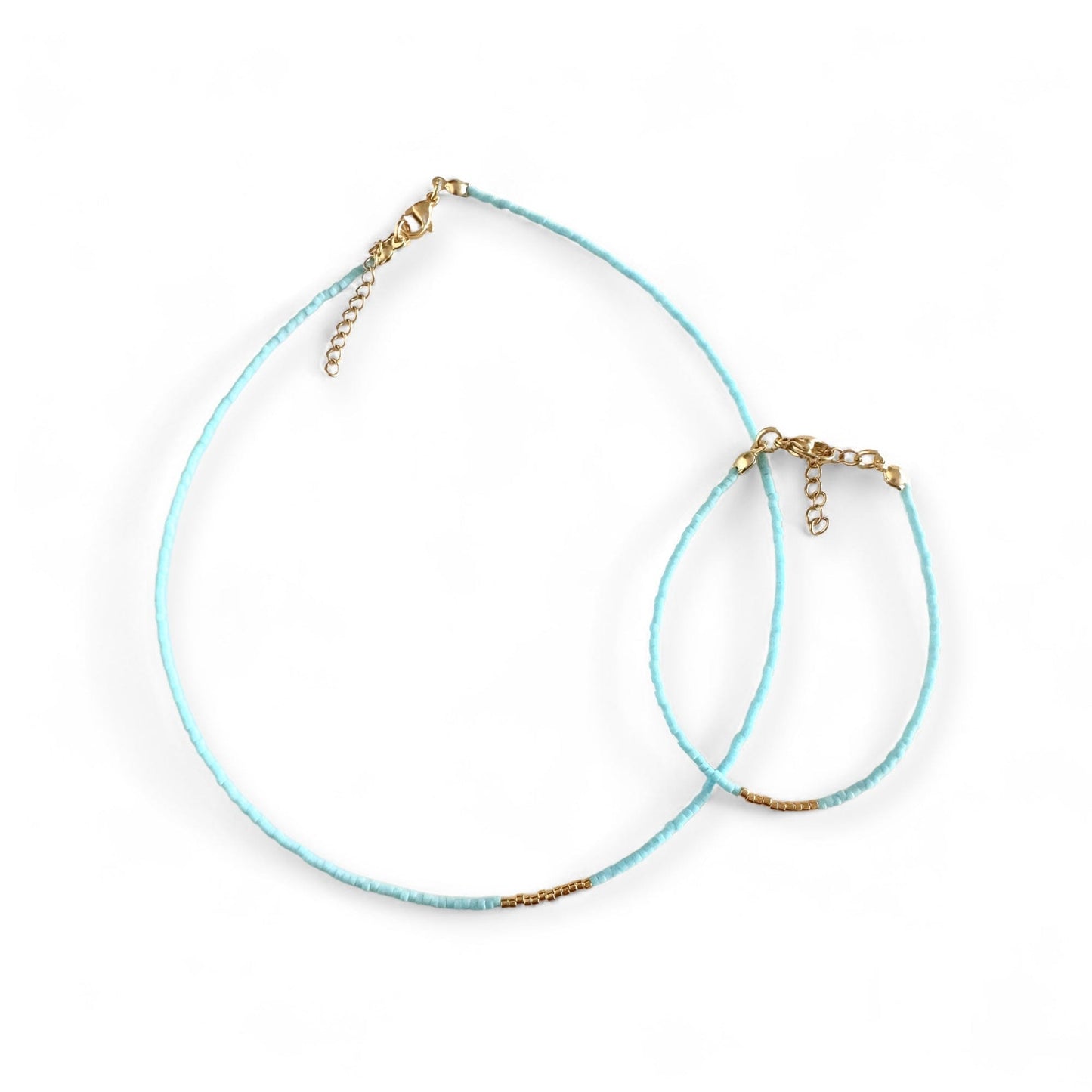 Miyuki Necklace - Sky Blue Gold