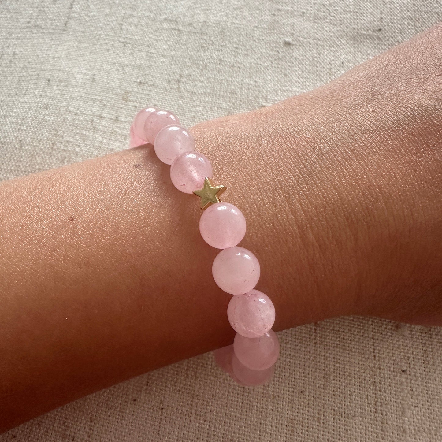 Rose Quartz Bracelet Gold Star | Mi Cielo London