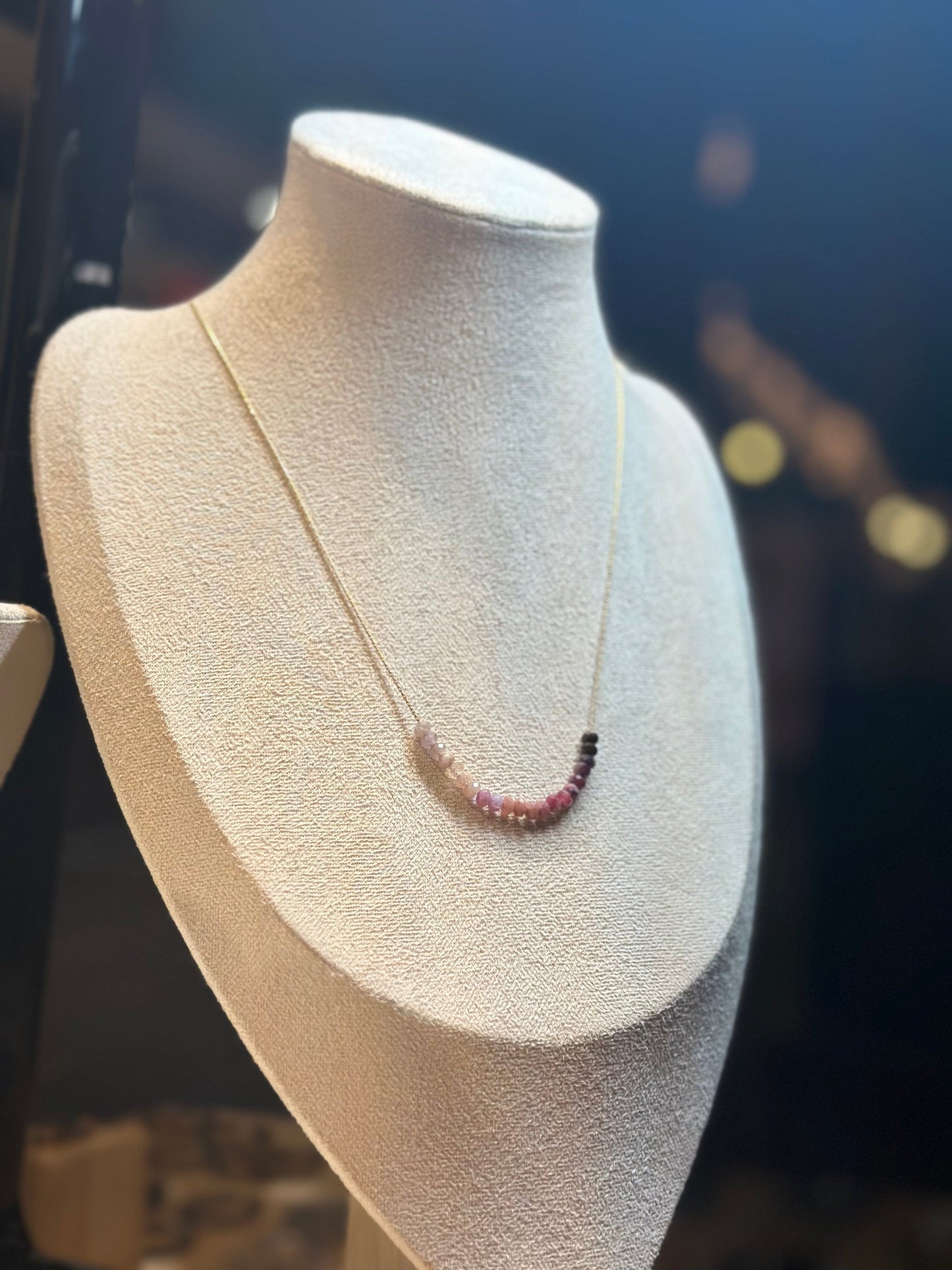 Pink Tourmaline Necklace Gold filled 14k