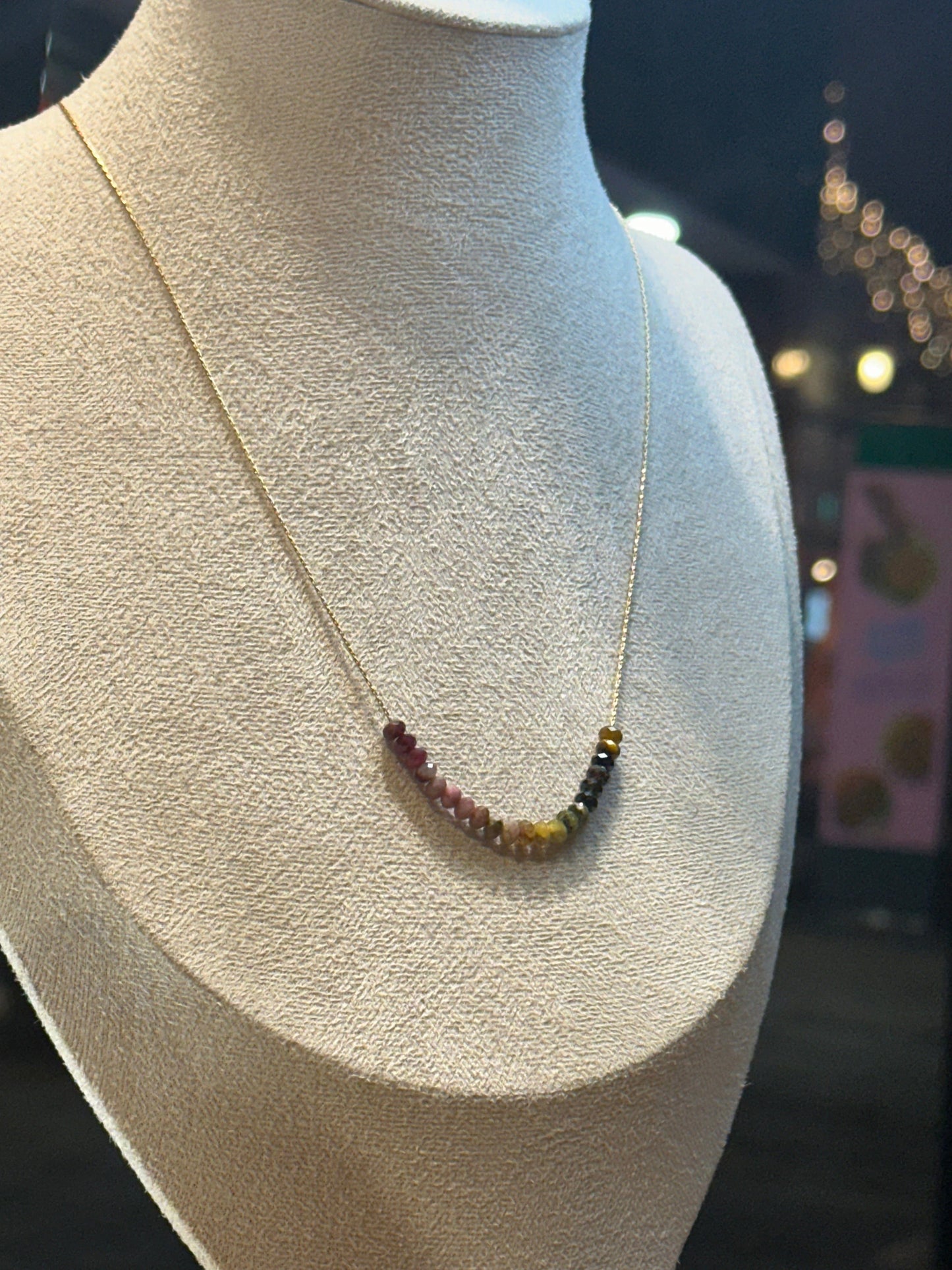 Watermelon Tourmaline Necklace Gold filled 14k