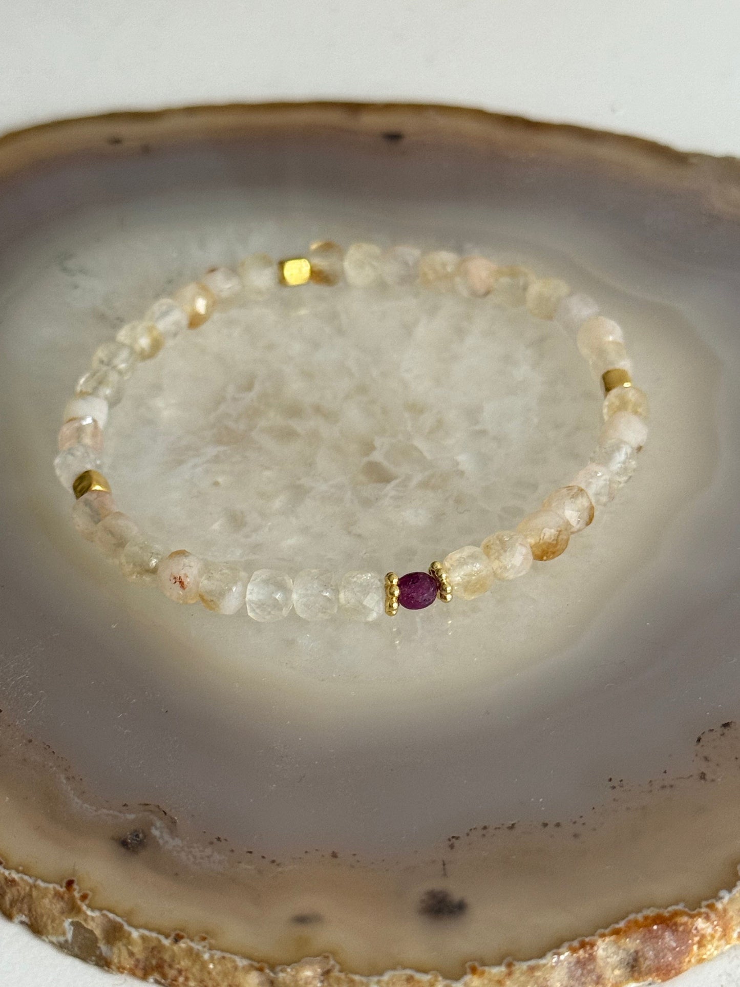 Citrine stone bracelet 4mm (Gold Vermeil)