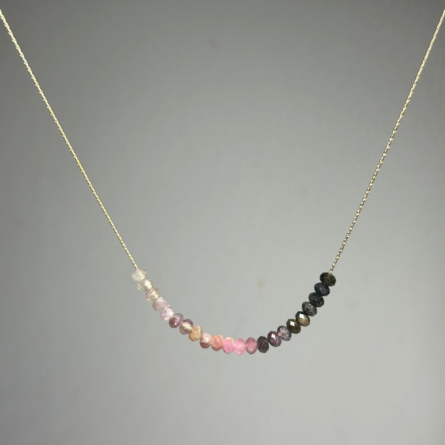 Pink Tourmaline Necklace Gold filled 14k