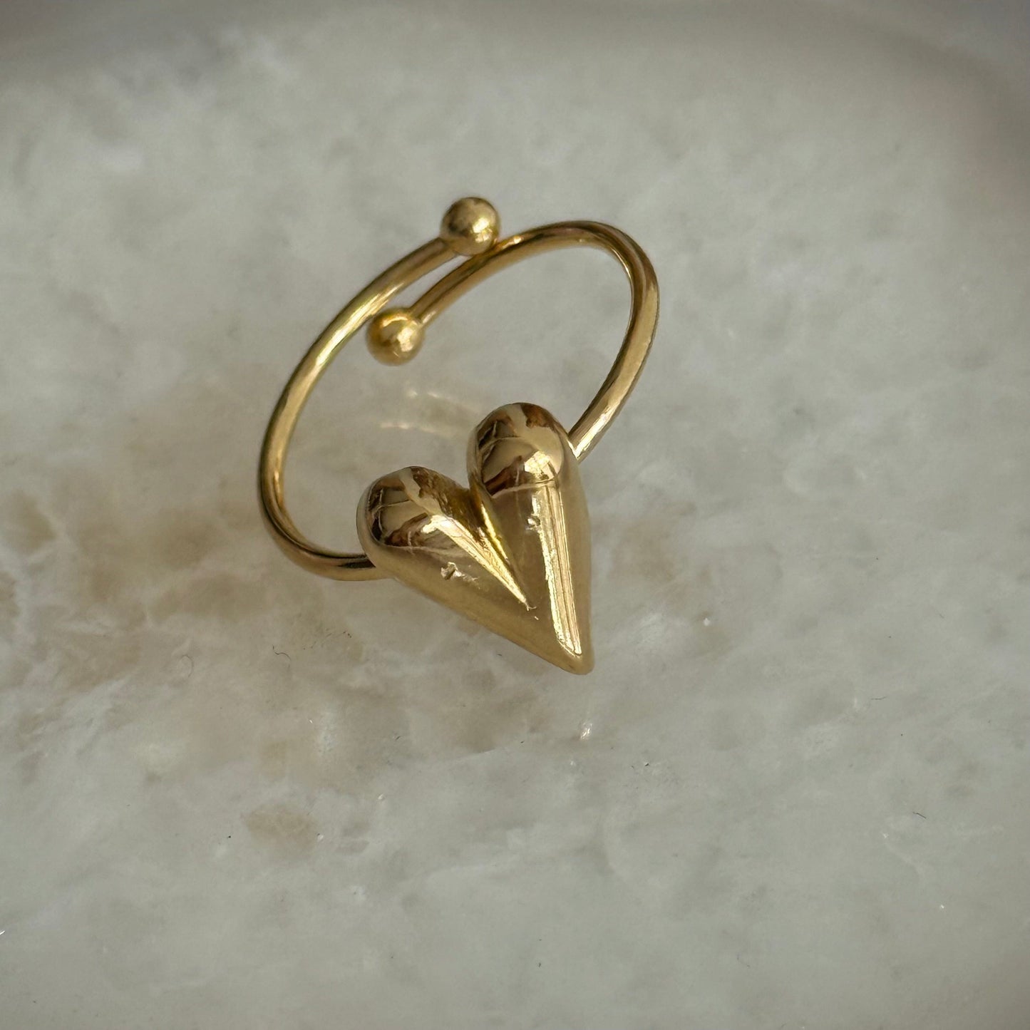 Caribe Mini Chunky Heart Gold Ring