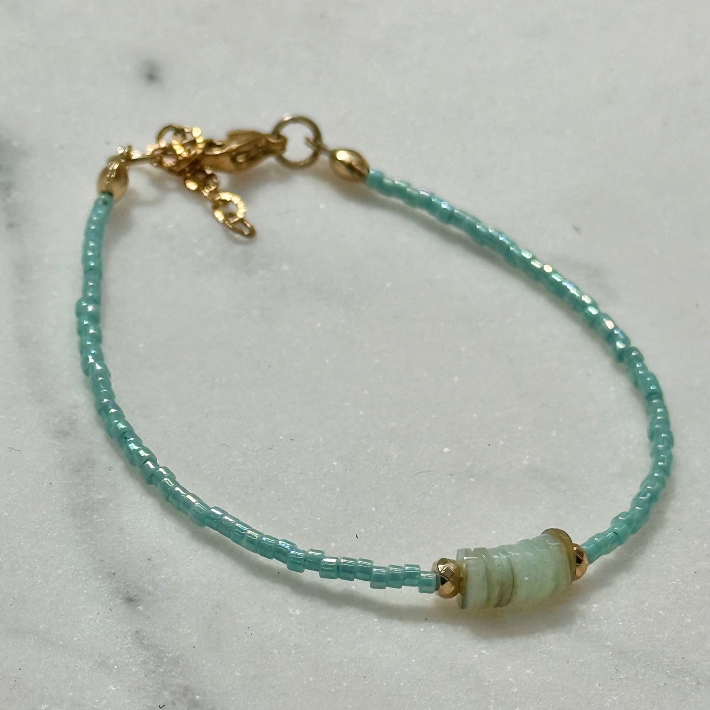 Miyuki Bracelet - Turquoise Blue Gold - Blue Shell