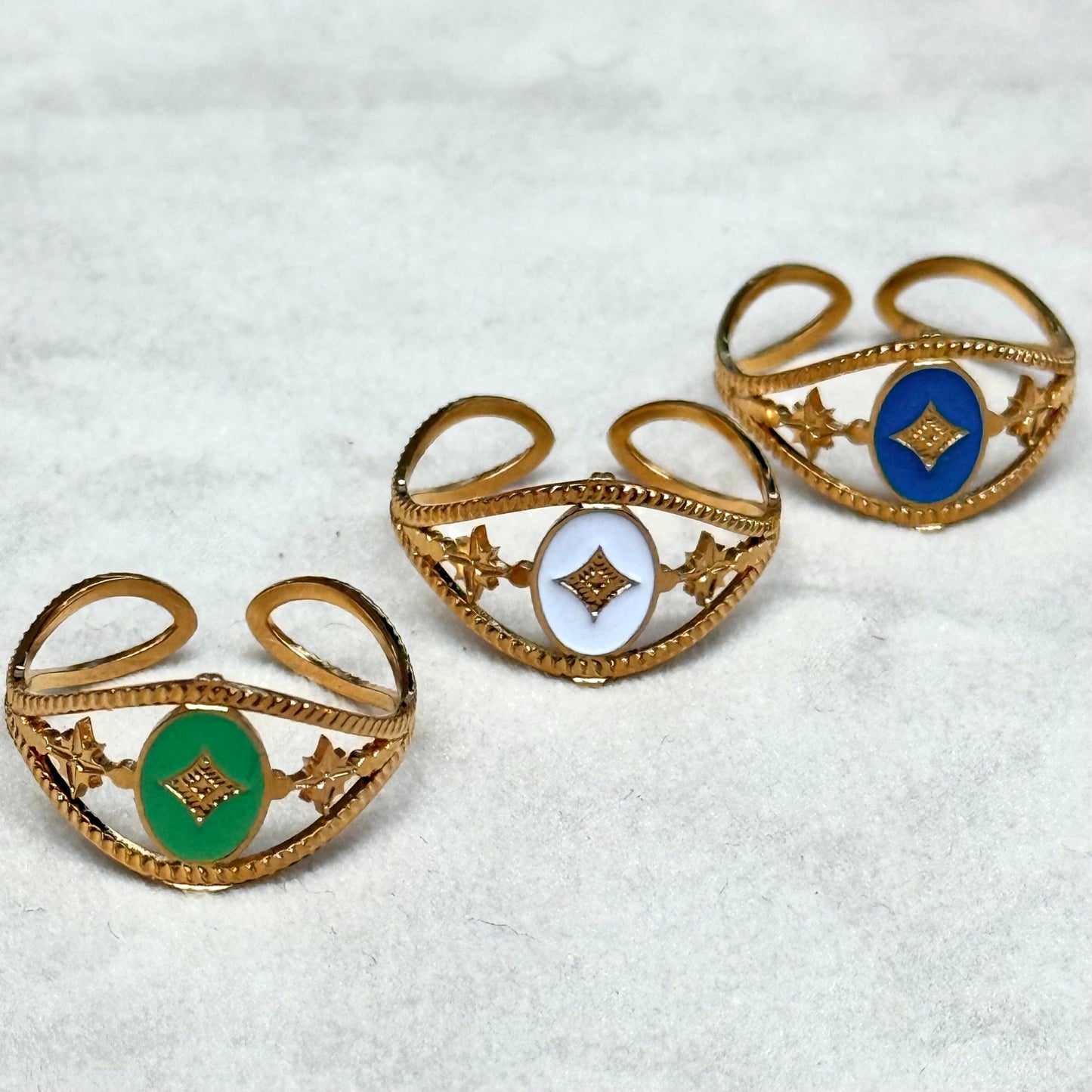 Cross Enamel Gold Ring