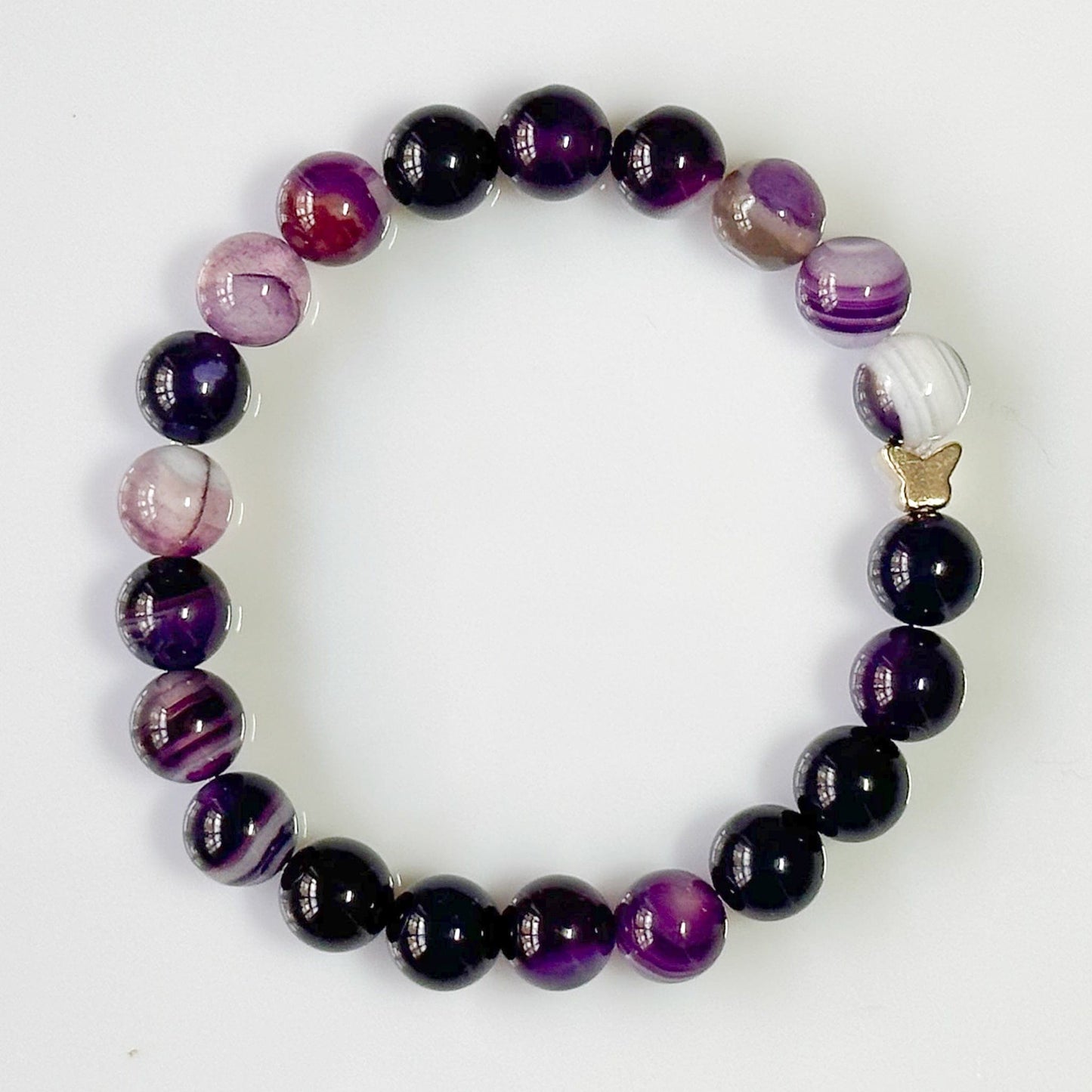 Amethyst Bracelet 8mm Butterfly