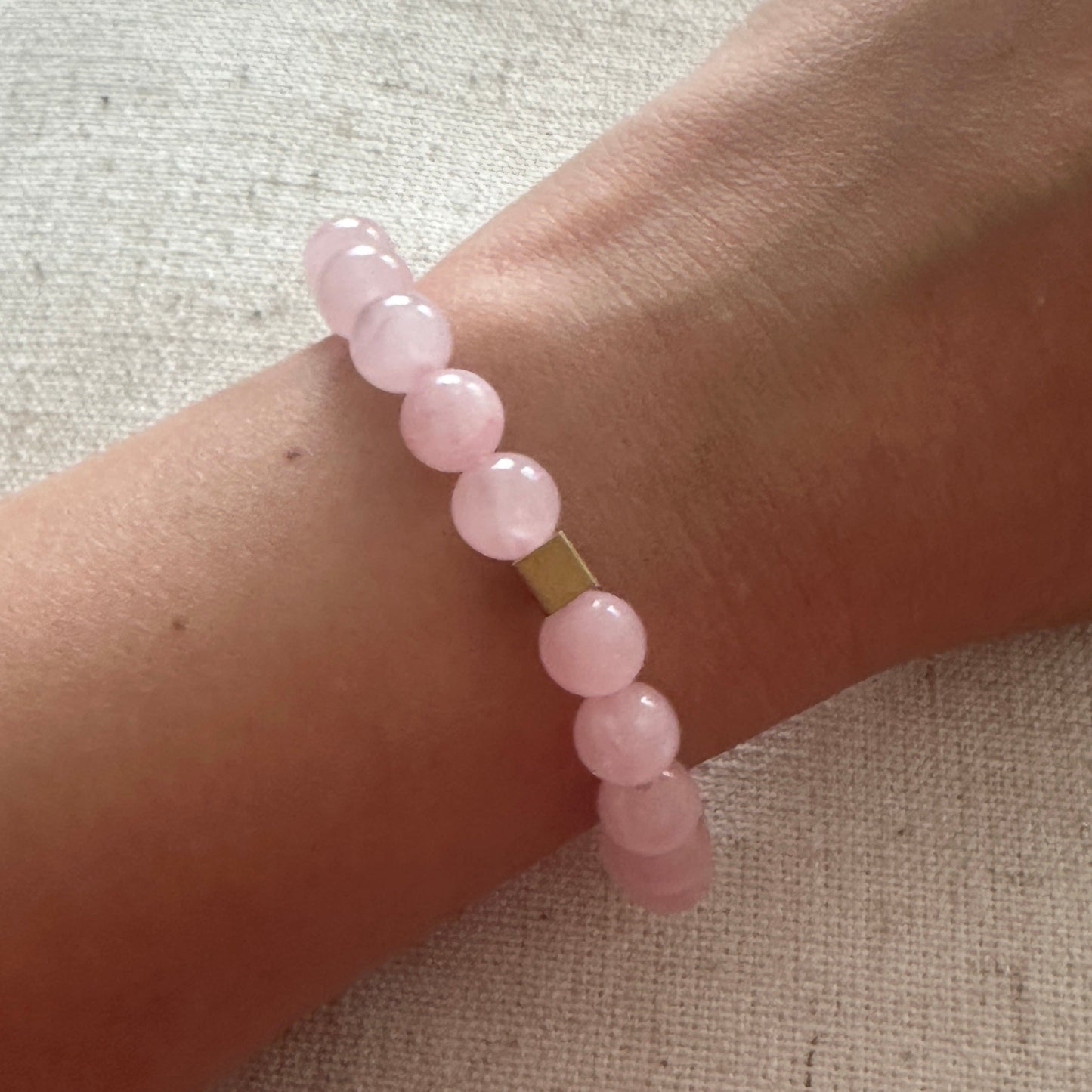 Rose quartz Bracelet Gold Square 8mm <br> Bohemian Bracelet