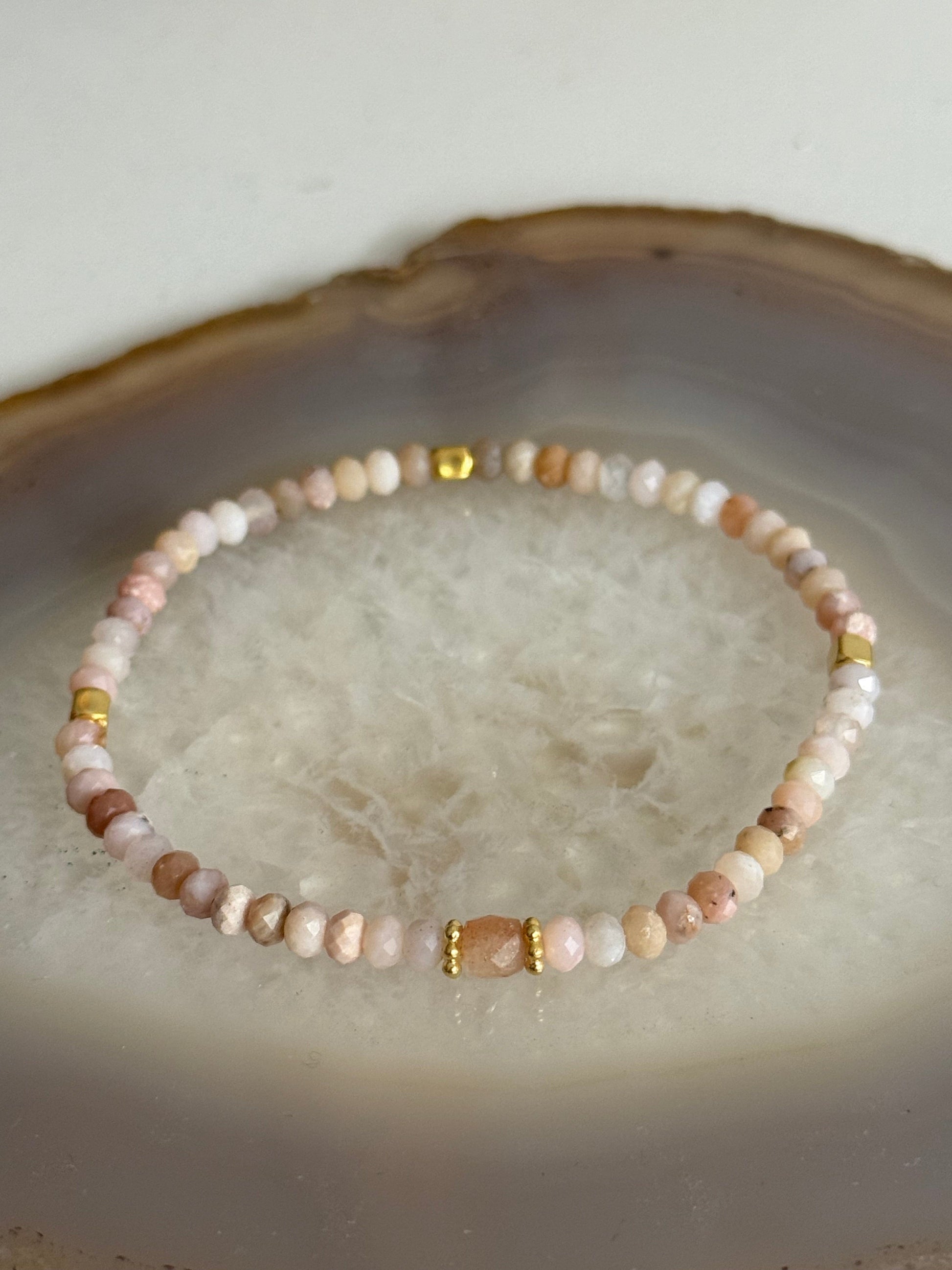 Natural Pink Opal Stone Bracelet with Gold Vermeil, large view