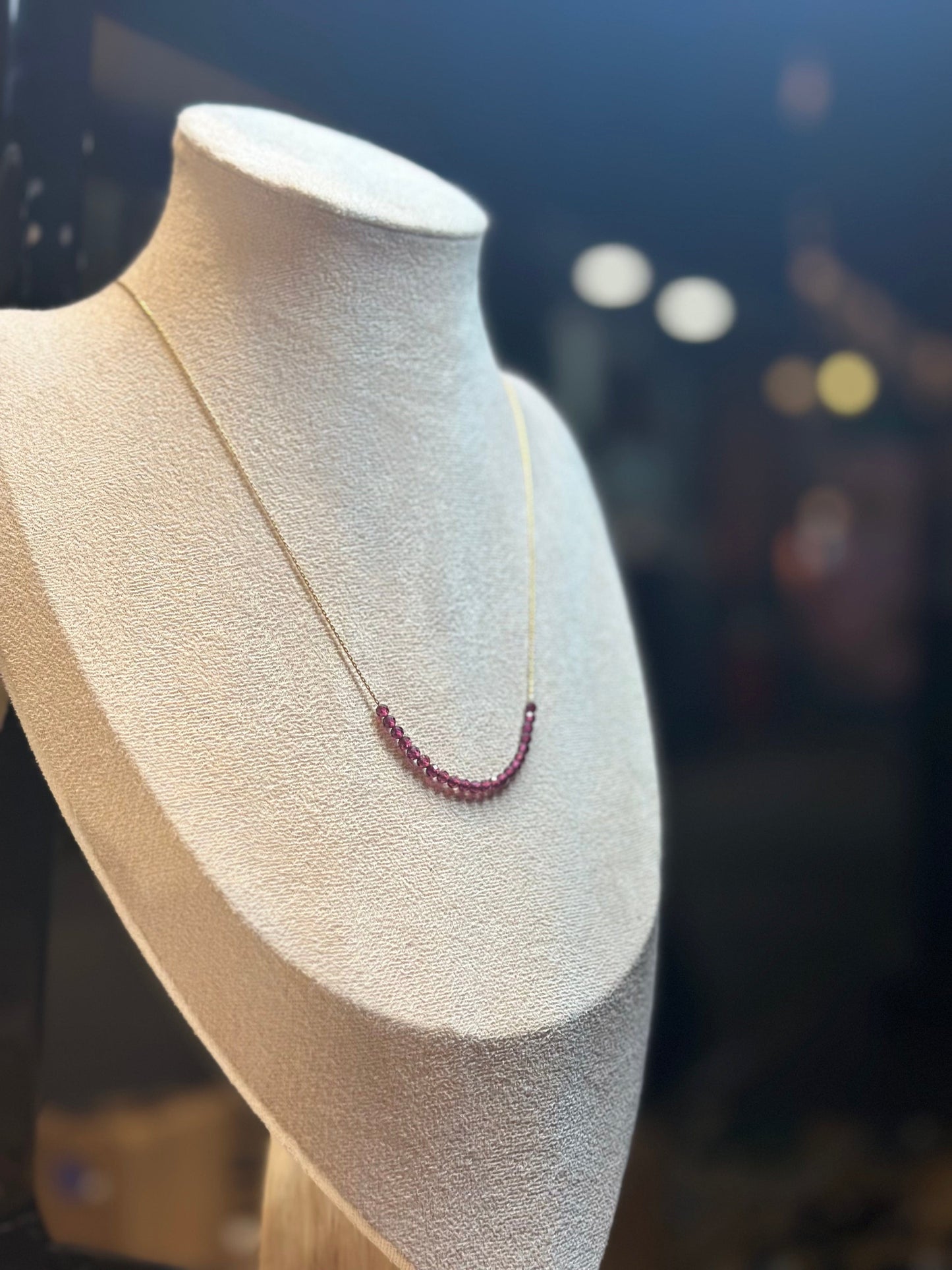 Garnet Necklace Gold filled 14k