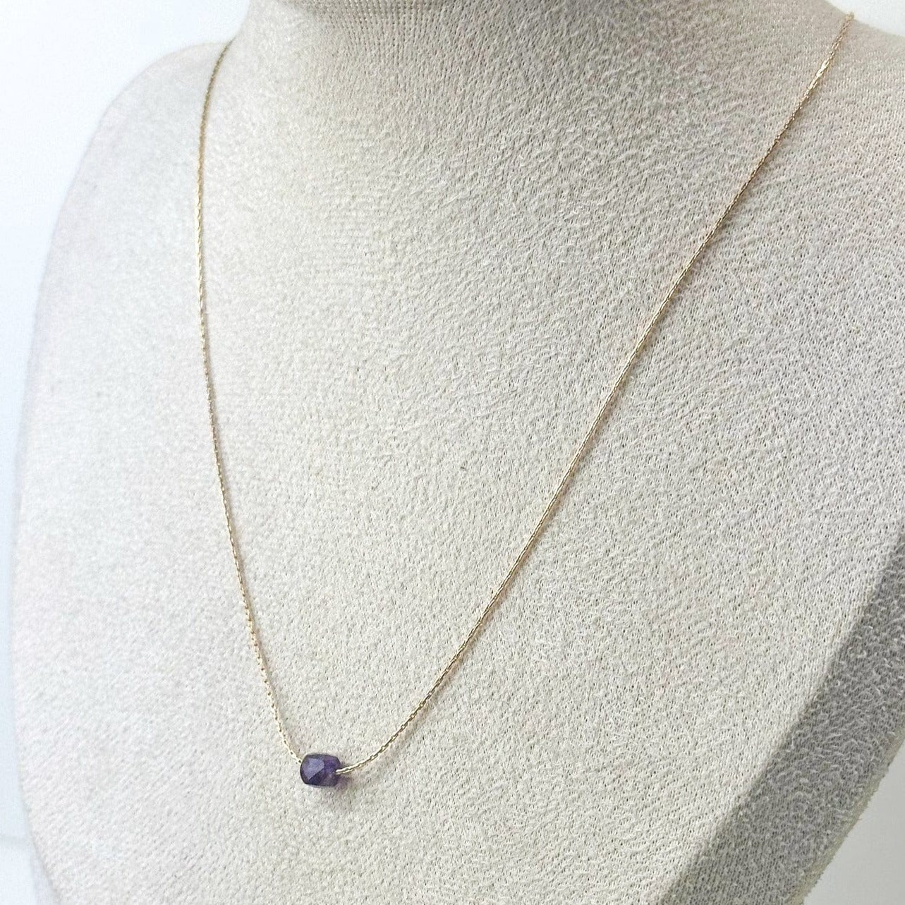 Amethyst Gold Necklace (February's Birthstone)<br> Minimalist square