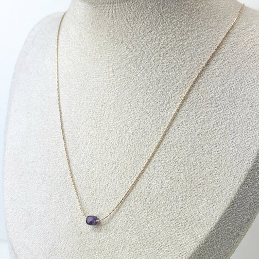 Amethyst Gold Necklace (February's Birthstone)<br> Minimalist square