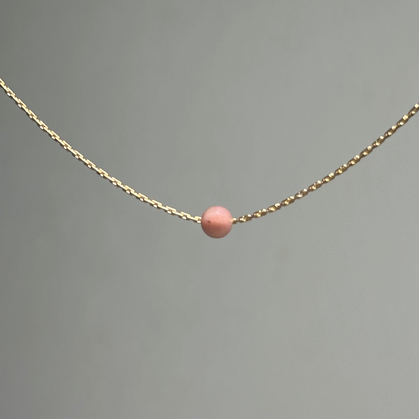 Pink Opal Gold Necklace (October's Birthstone)<br> Minimalist