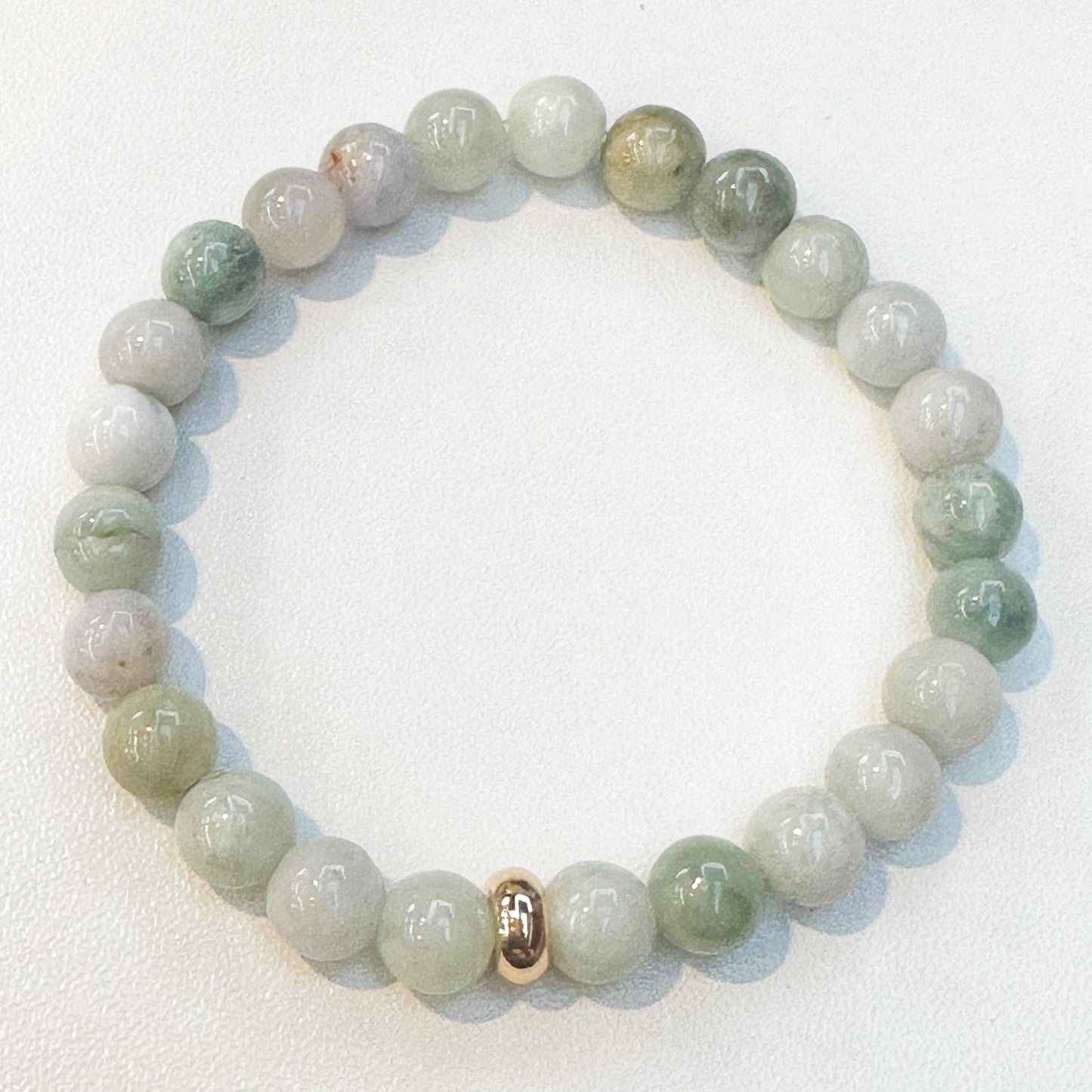 Jade Burma Bracelet 7mm 1 Gold disk