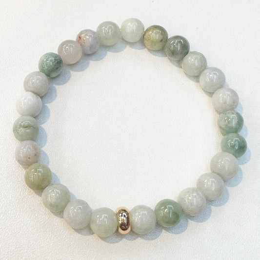 Jade Burma Bracelet 7mm 1 Gold disk