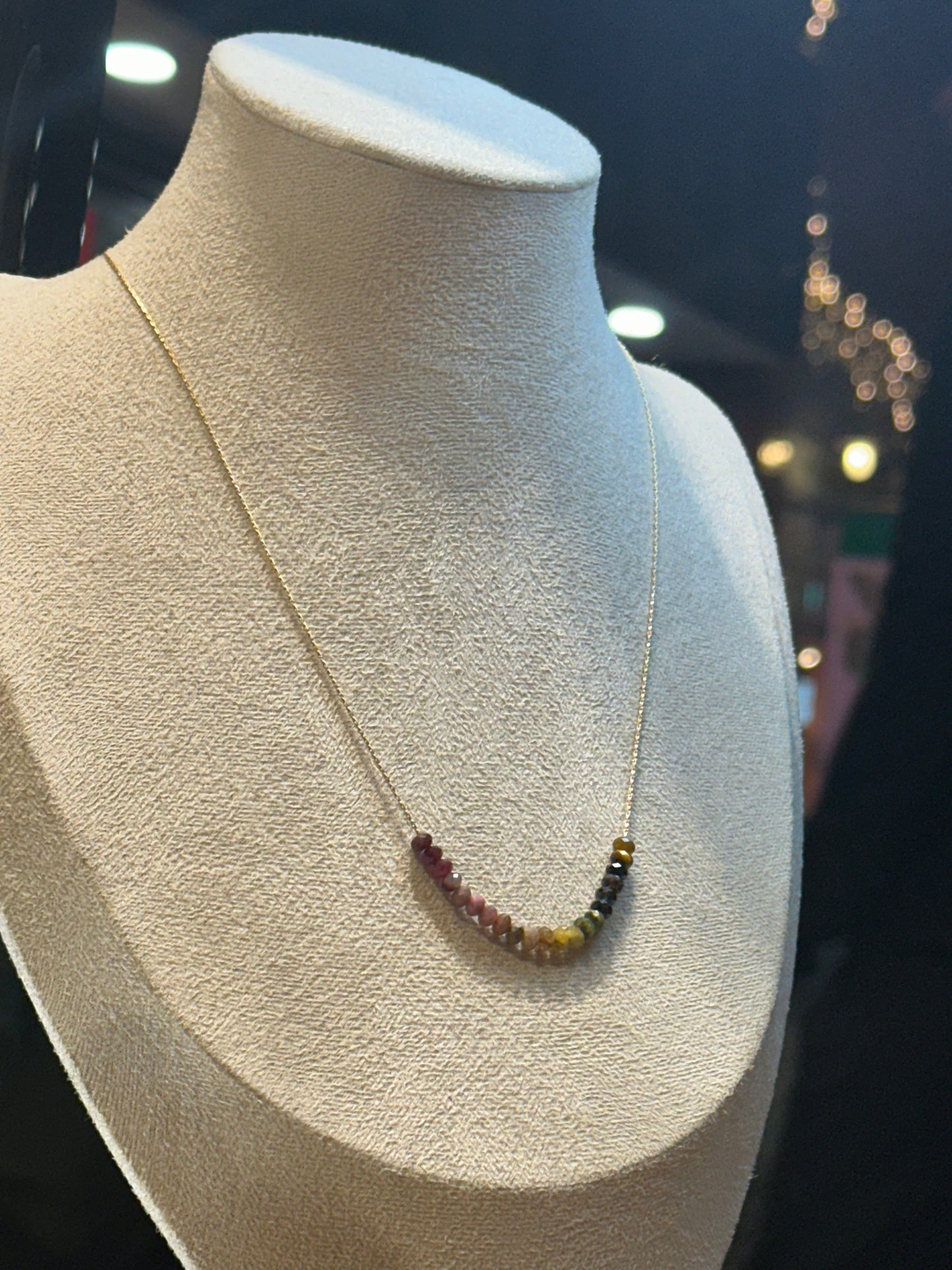 Watermelon Tourmaline Necklace Gold filled 14k