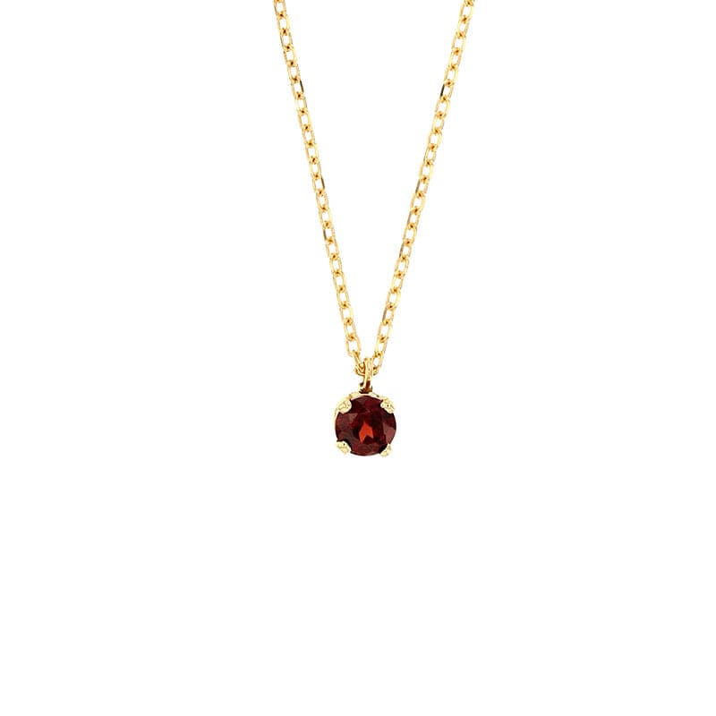 Garnet Gold Necklace 18K Gold - Round