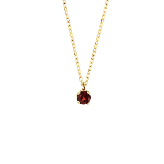 Garnet Gold Necklace 18K Gold - Round