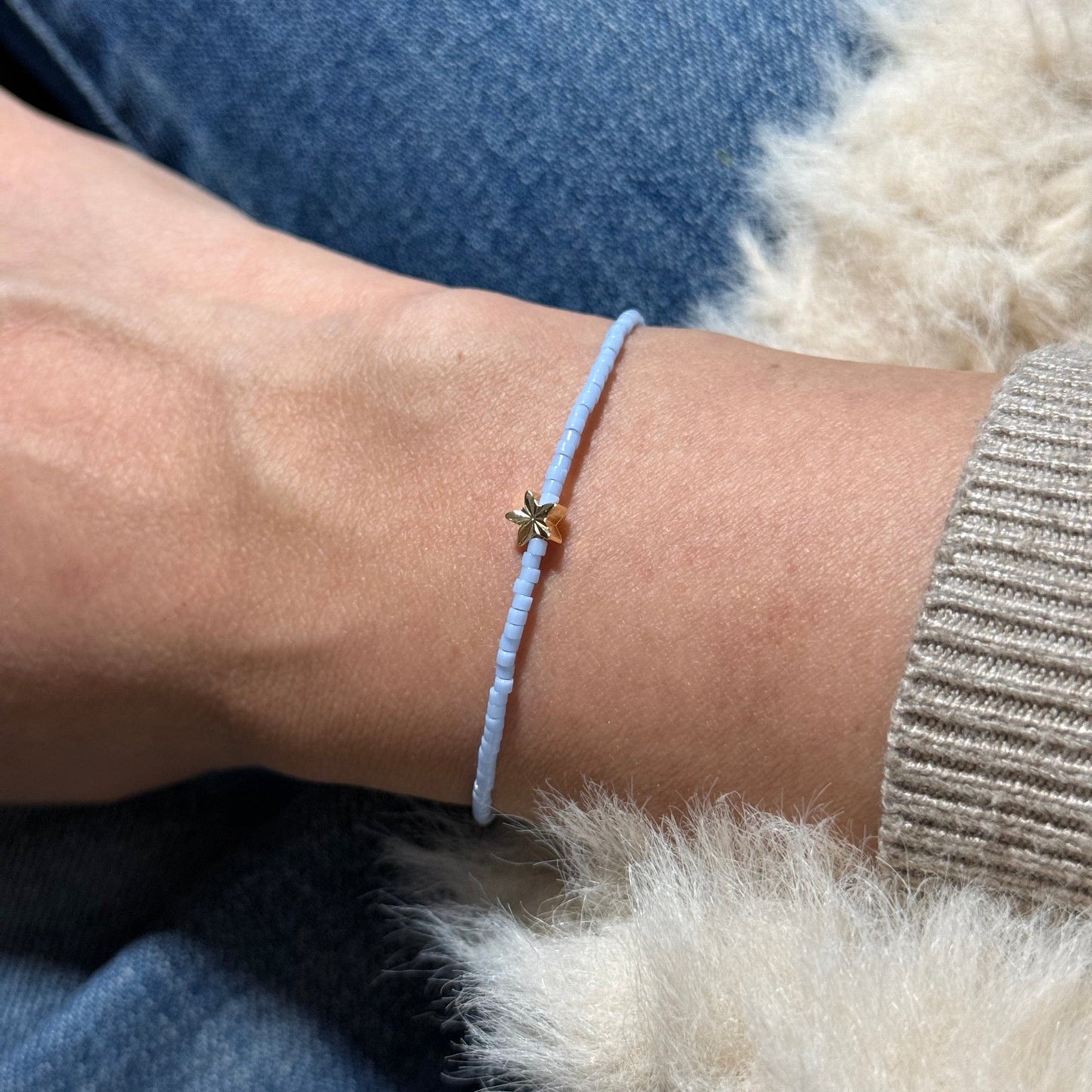 Miyuki Bracelet - Light Agate Blue Gold - Star