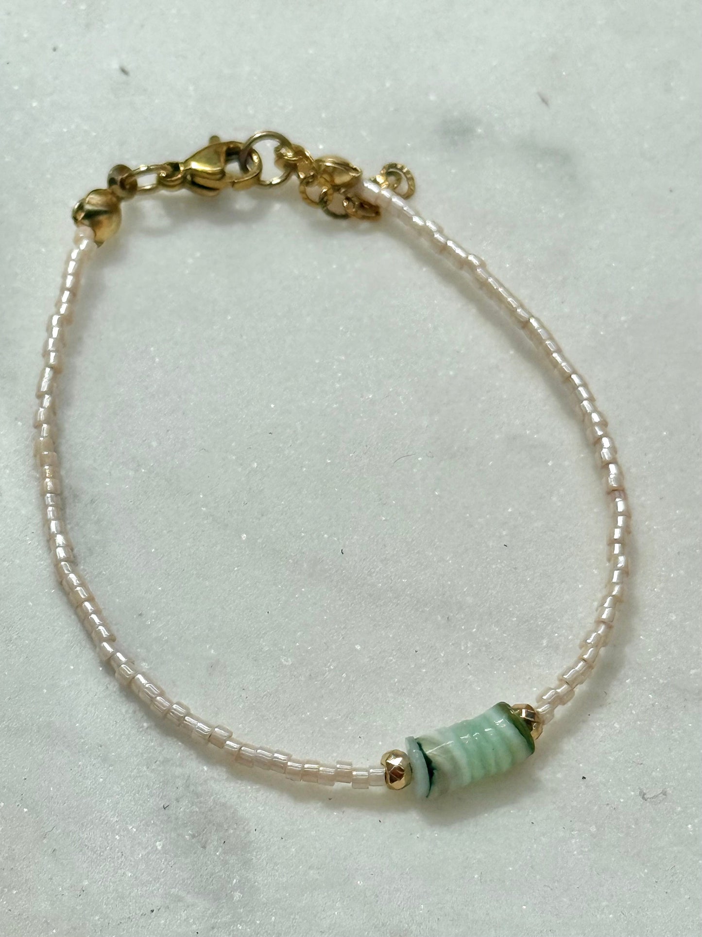 Miyuki Bracelet - Pink Gold - Blue Shell