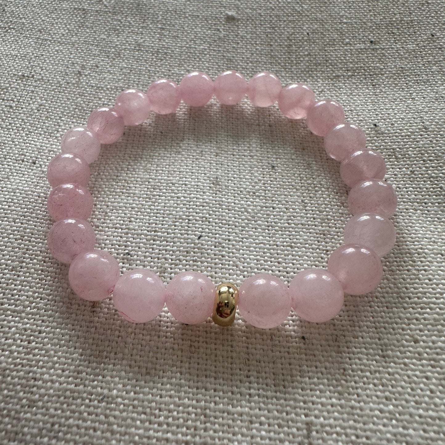 Rose quartz Bracelet Gold Disk 8mm <br> Bohemian Bracelet