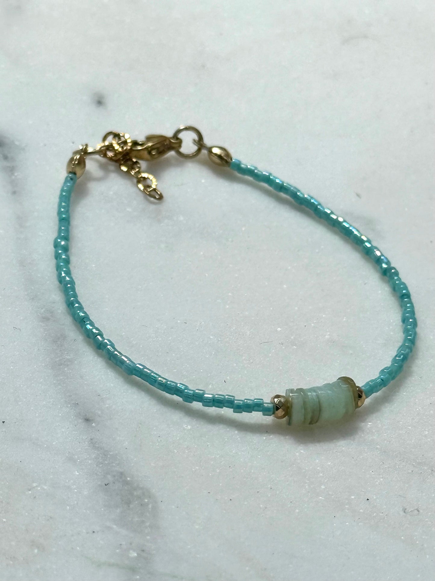 Miyuki Bracelet - Turquoise Blue Gold - Blue Shell