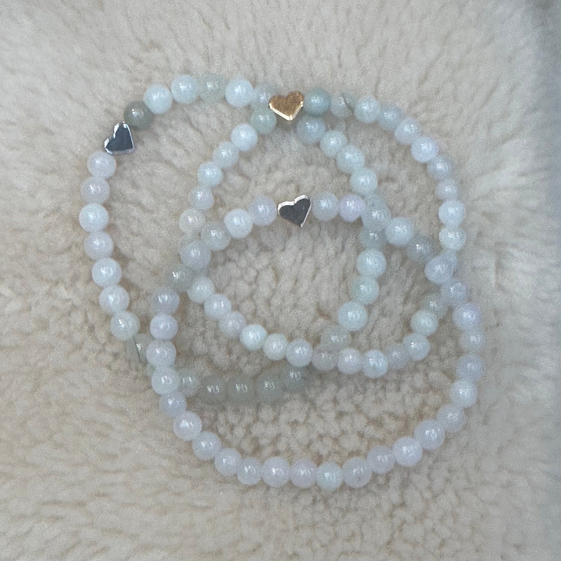 Jade Bracelet 6mm Heart Gold