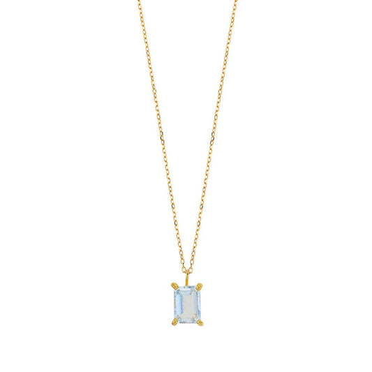 Aquamarine Gold Necklace Rectangular (18k Gold) | Mi Cielo London