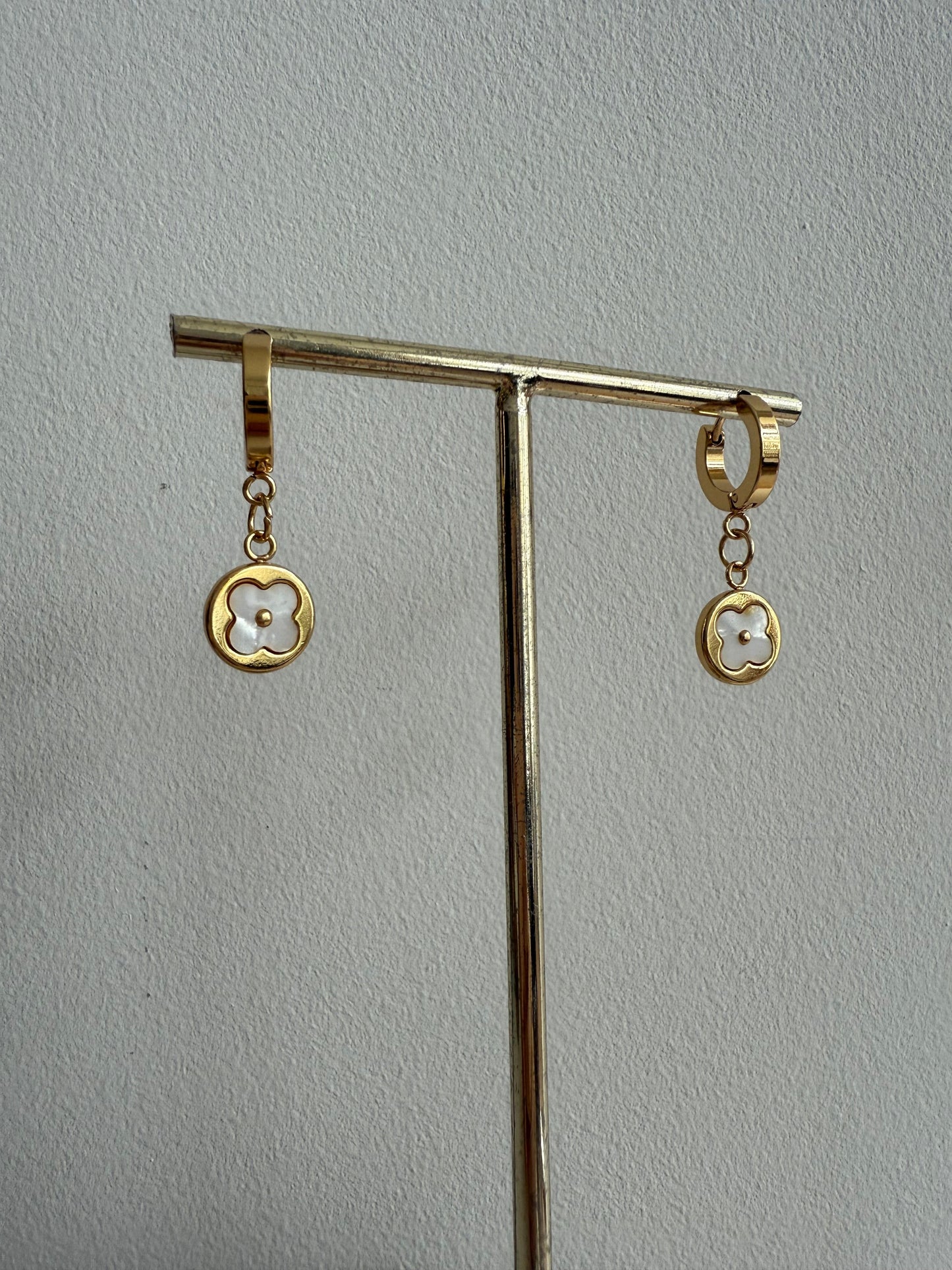 Gold Flower Hoops Earrings
