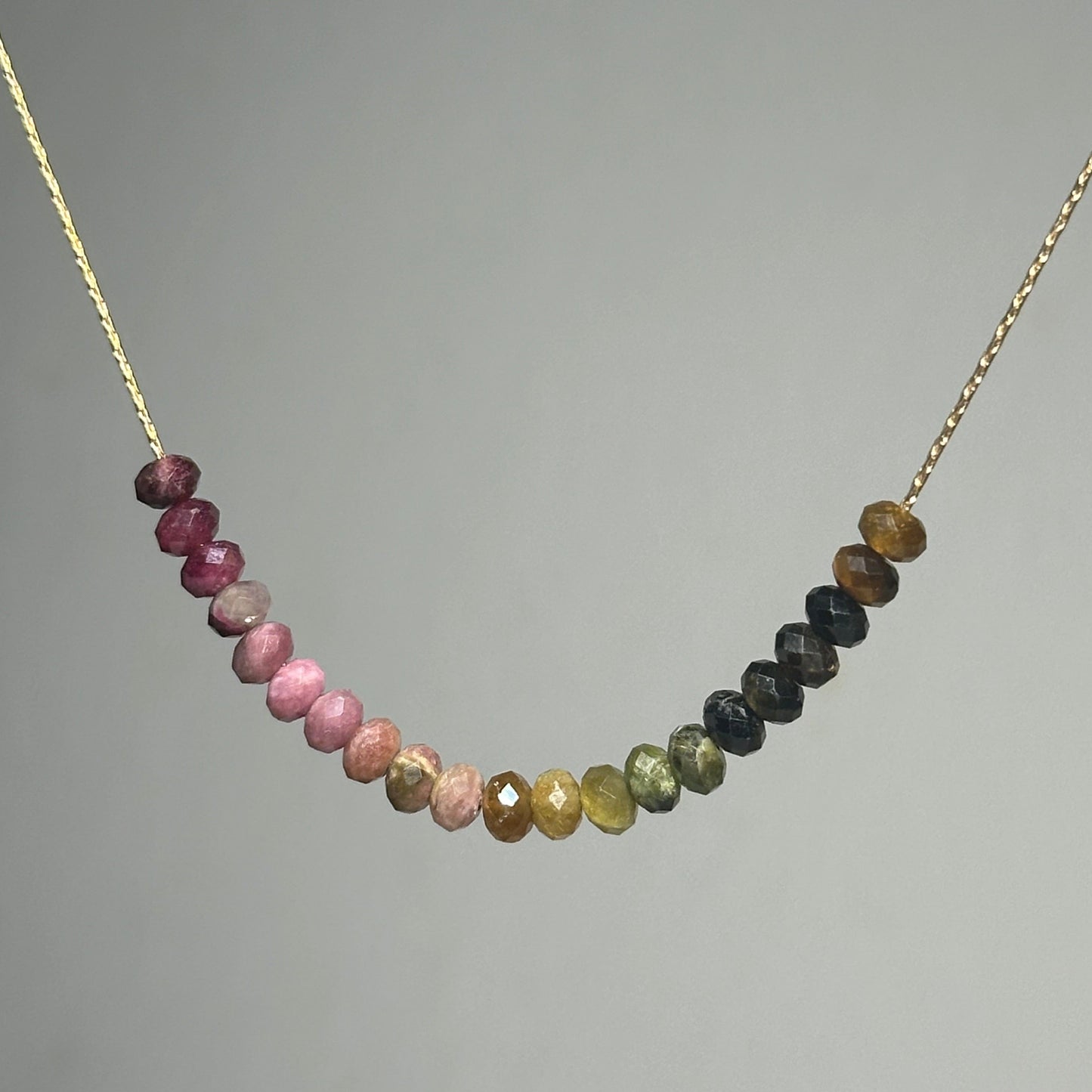 Watermelon Tourmaline Necklace Gold filled 14k