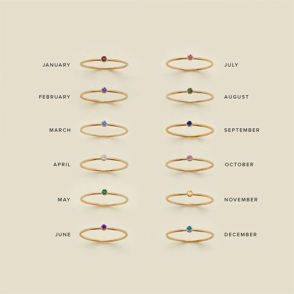 Zoe Extra Fine Stacking Ring Birthstone