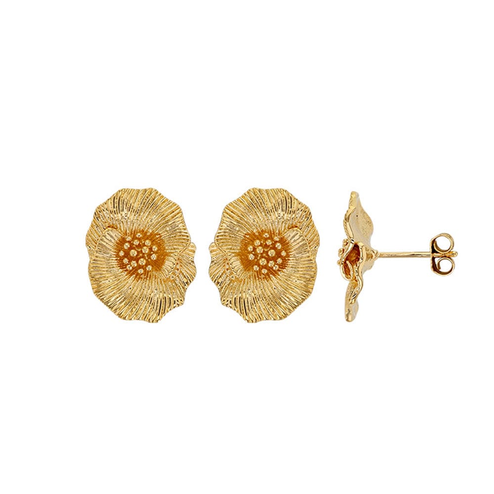 Poppy Flower Earrings (Gold plated)
