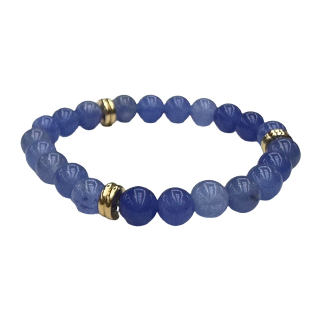 Blue Agate Stone Bracelet with gold Duo Disk