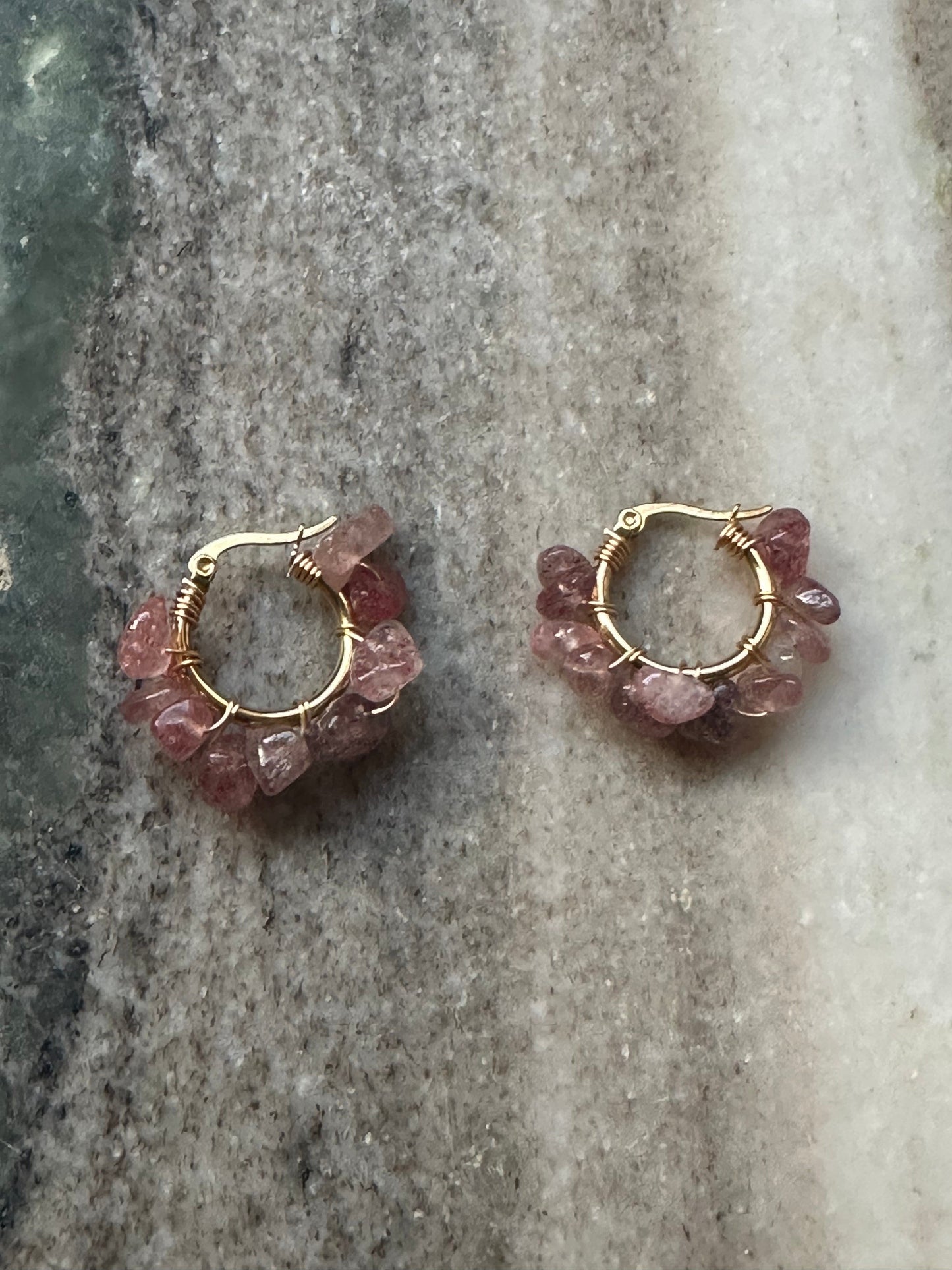 Flower Earrings Strawberry quartz | Mi Cielo London