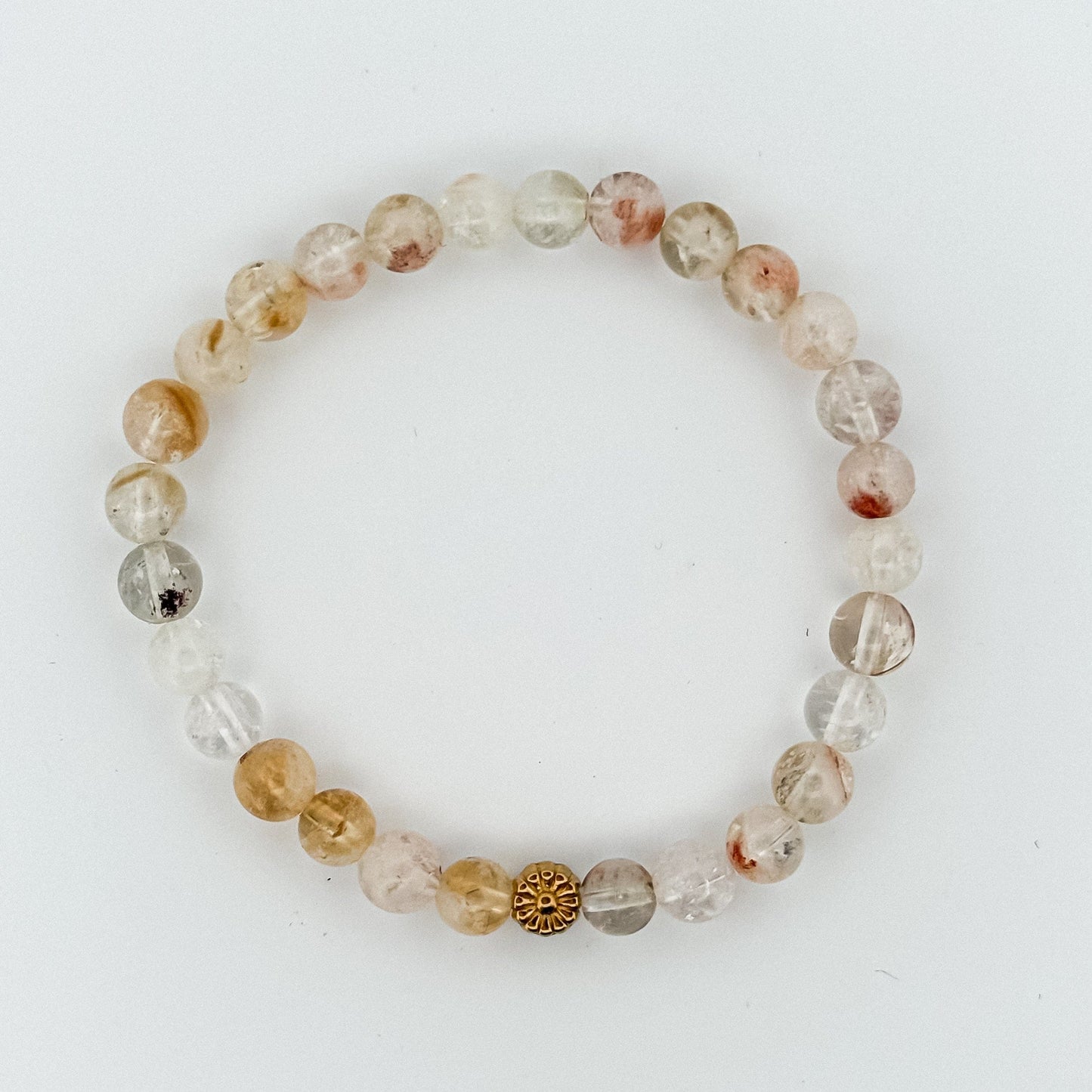Citrine stone Bracelet Gold Sunflower 6mm