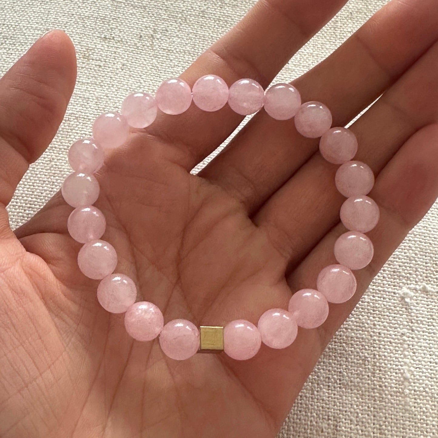 Rose quartz Bracelet Gold Square