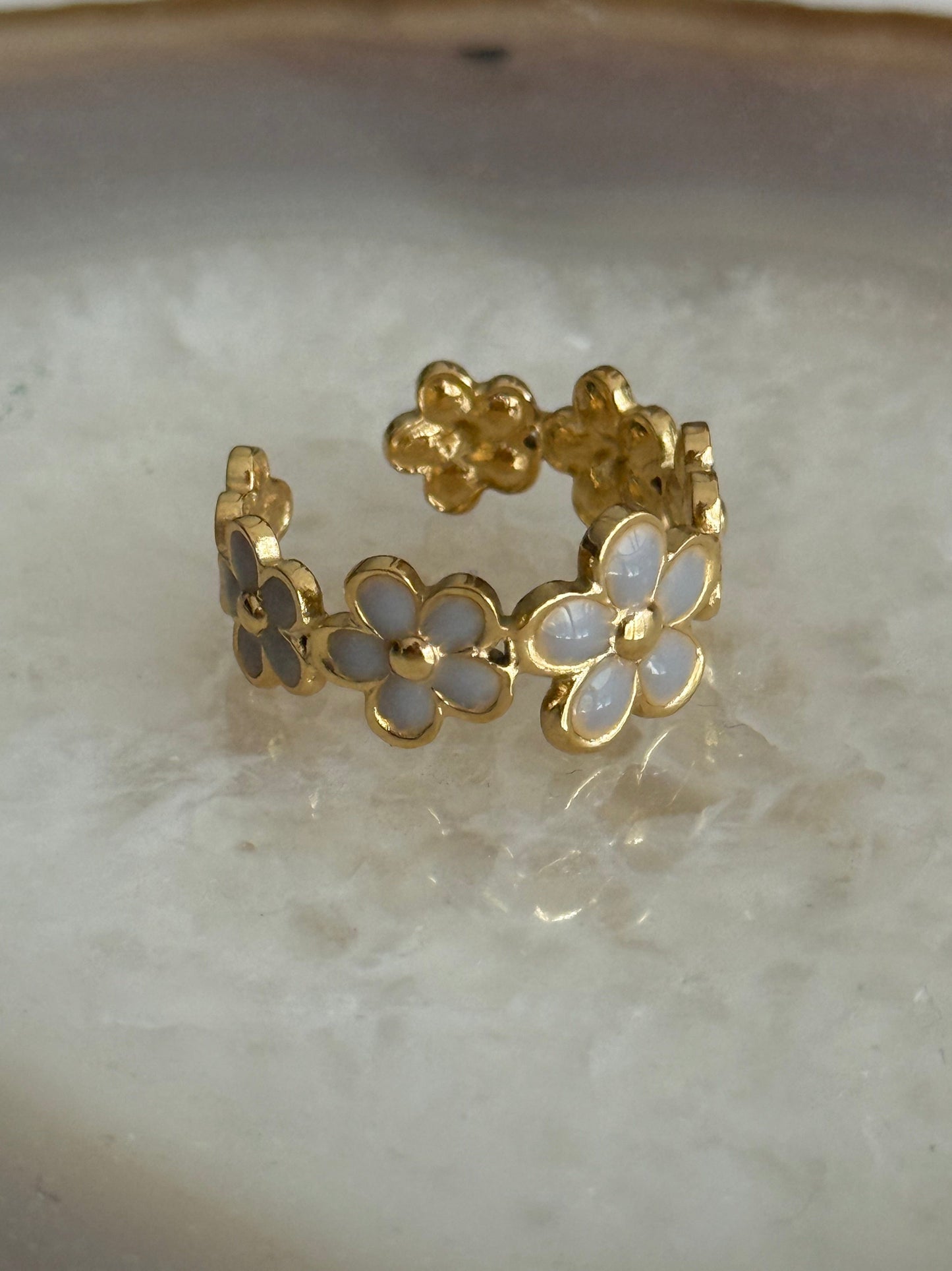 Flower Gold Ring Enamel