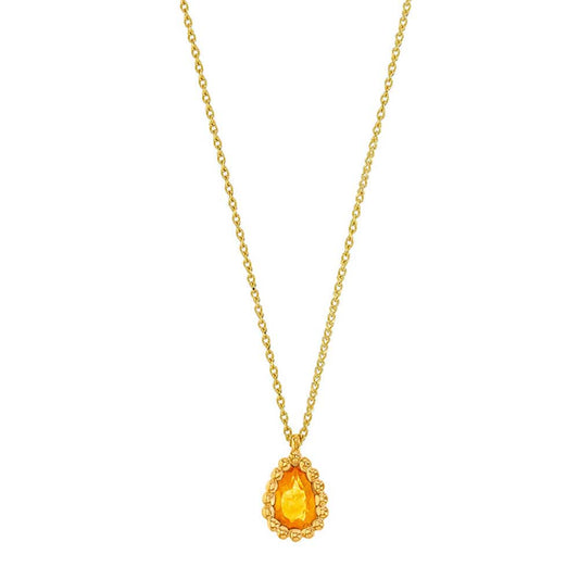 Citrine Gold Necklace - Pear (18k Gold)