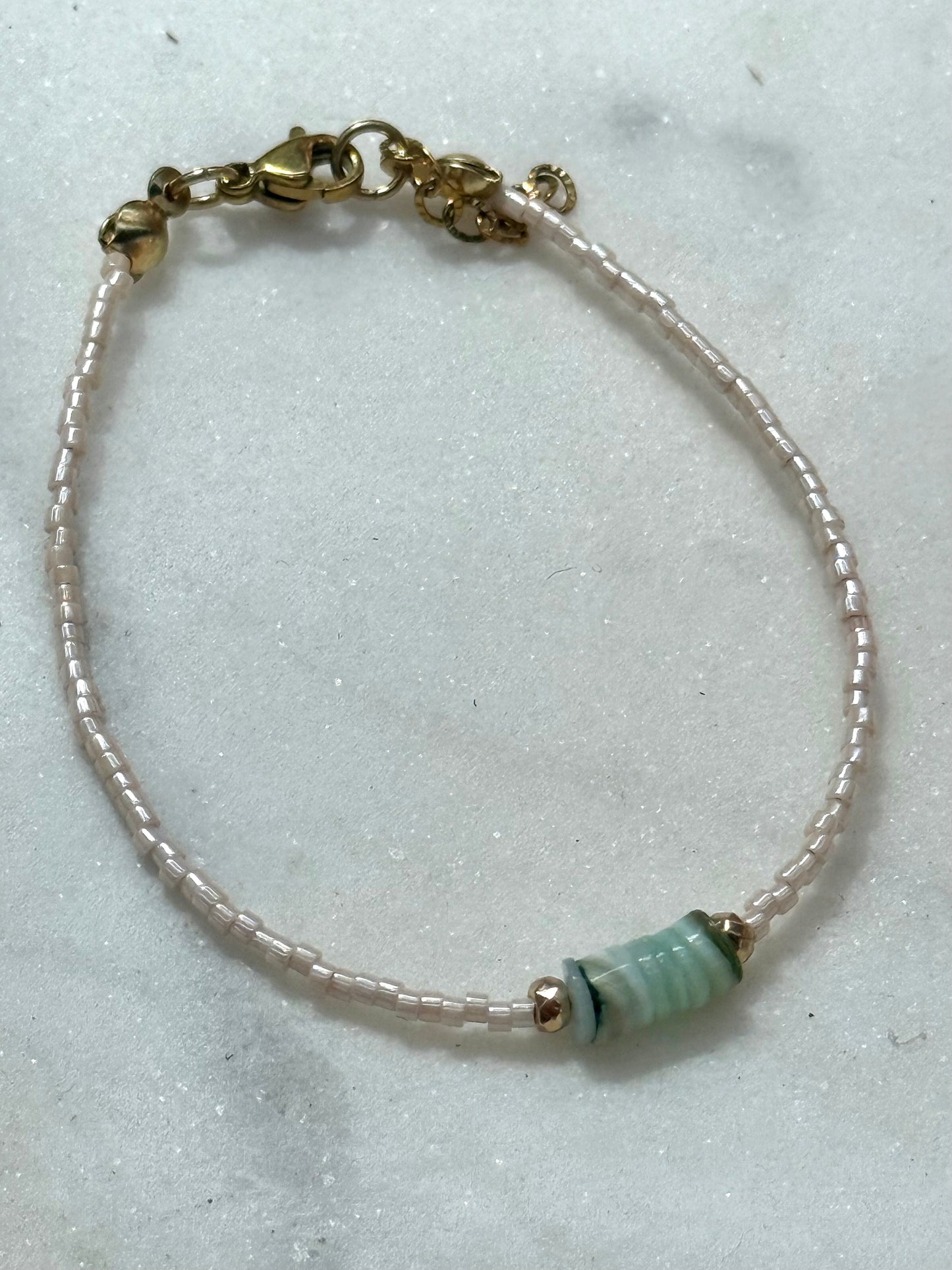 Miyuki Bracelet - Pink Gold - Blue Shell