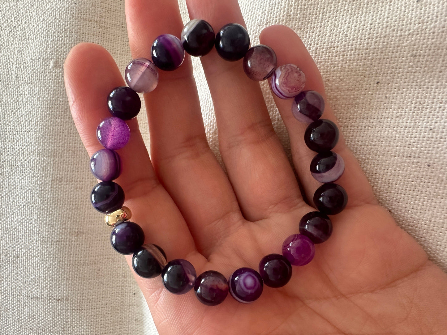 Amethyst Bracelet Gold plated disk