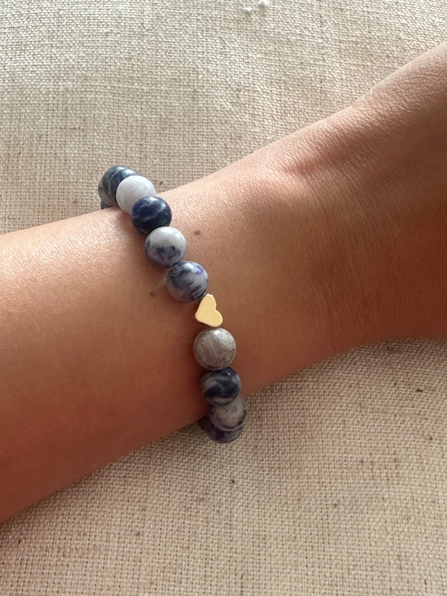 Sodalite bracelet Gold plated Heart