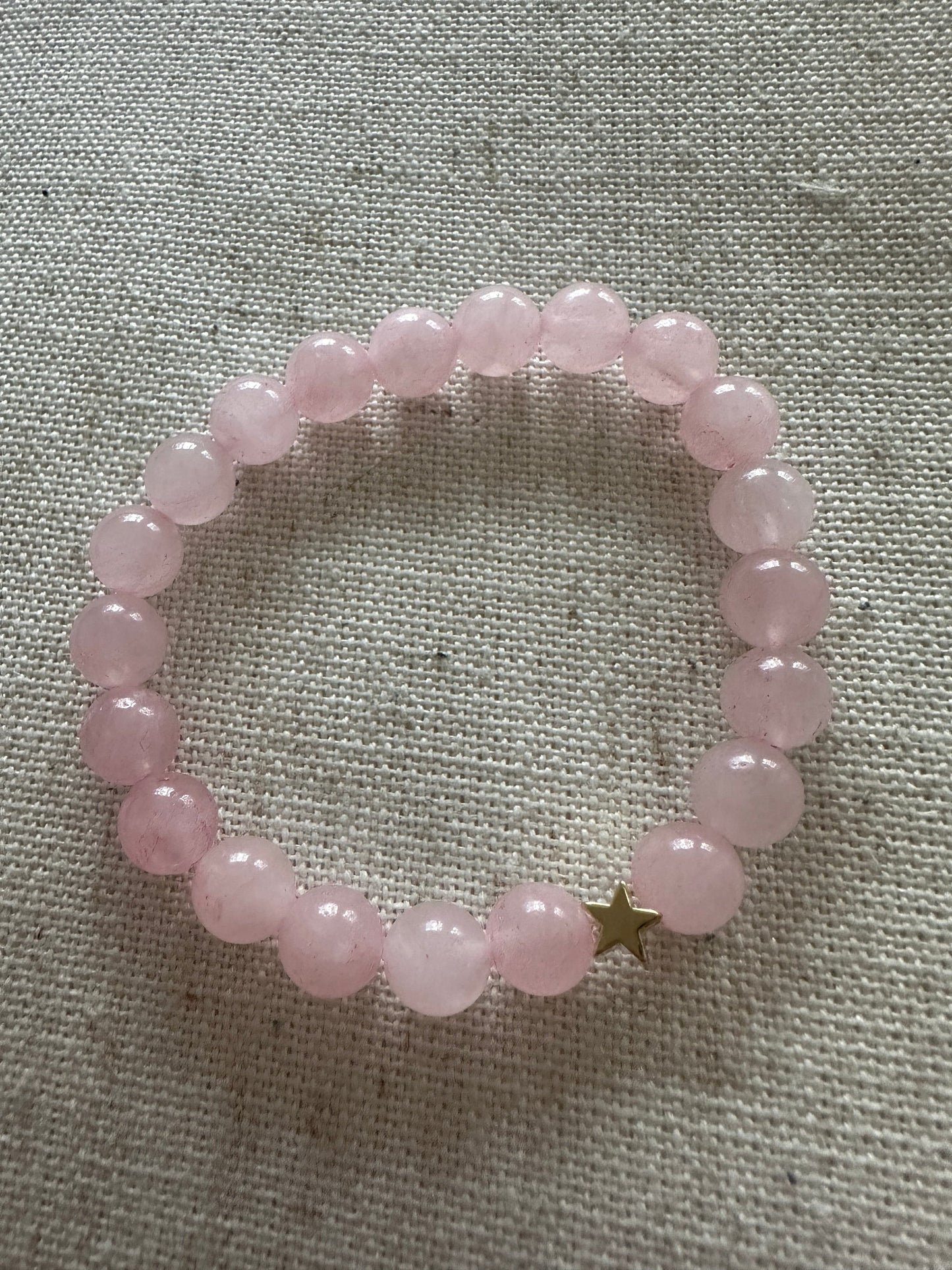 Rose quartz Brartz Gold Star 8mm <br> Bohemian Bracelet