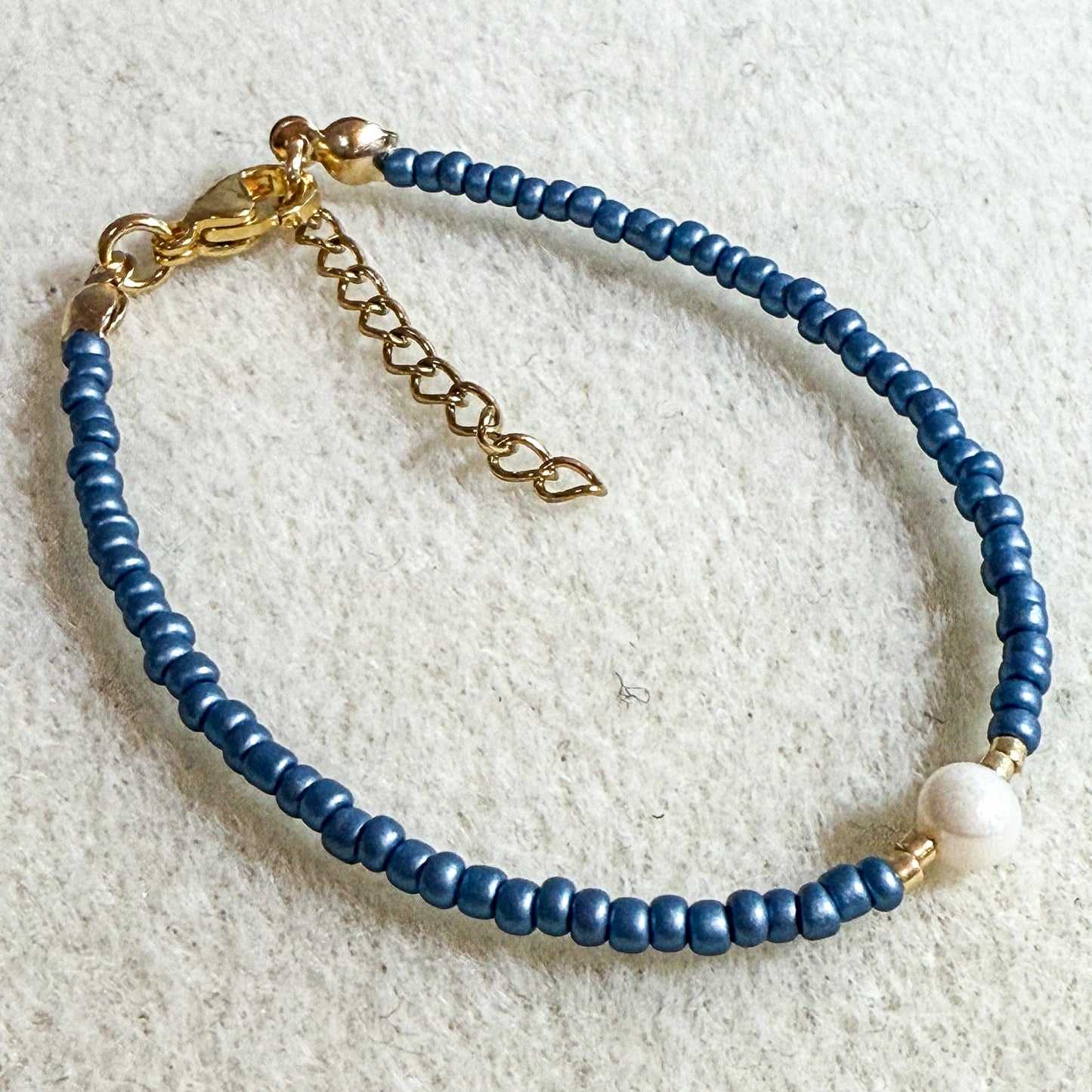 Mimi Dark Sky Blue Gold Bracelet with Pearl