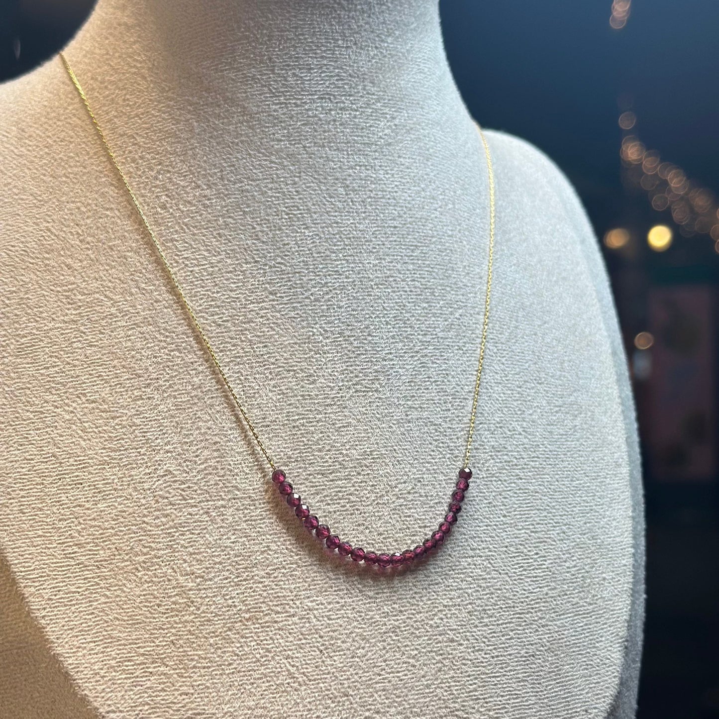 Garnet Necklace Gold filled 14k