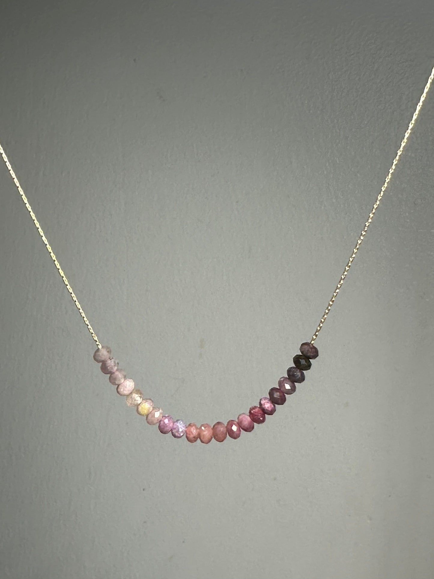 Pink Tourmaline Necklace Gold filled 14k