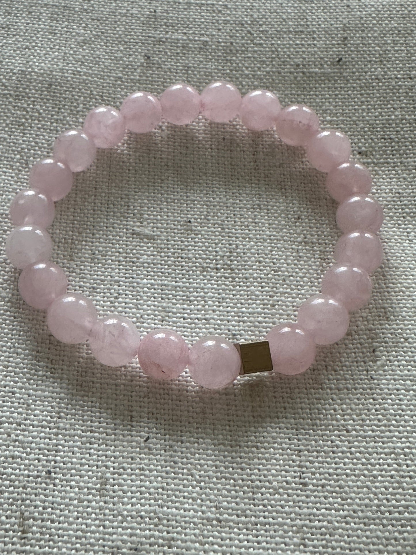 Rose quartz Bracelet Gold Square 8mm <br> Bohemian Bracelet
