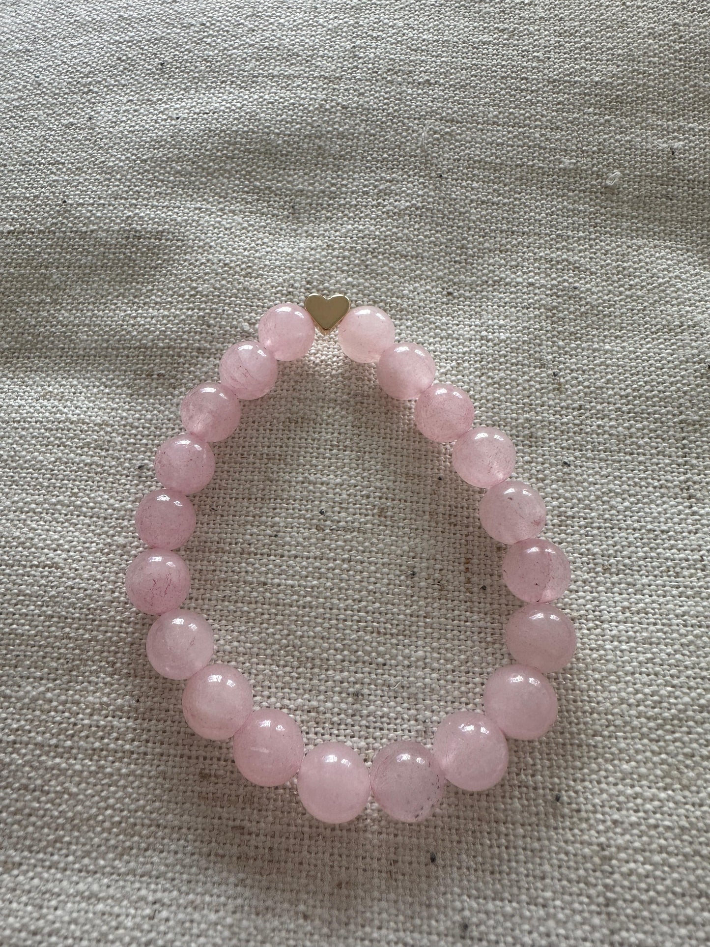 Rose quartz Bracelet Gold Heart 8mm <br> Bohemian Bracelet