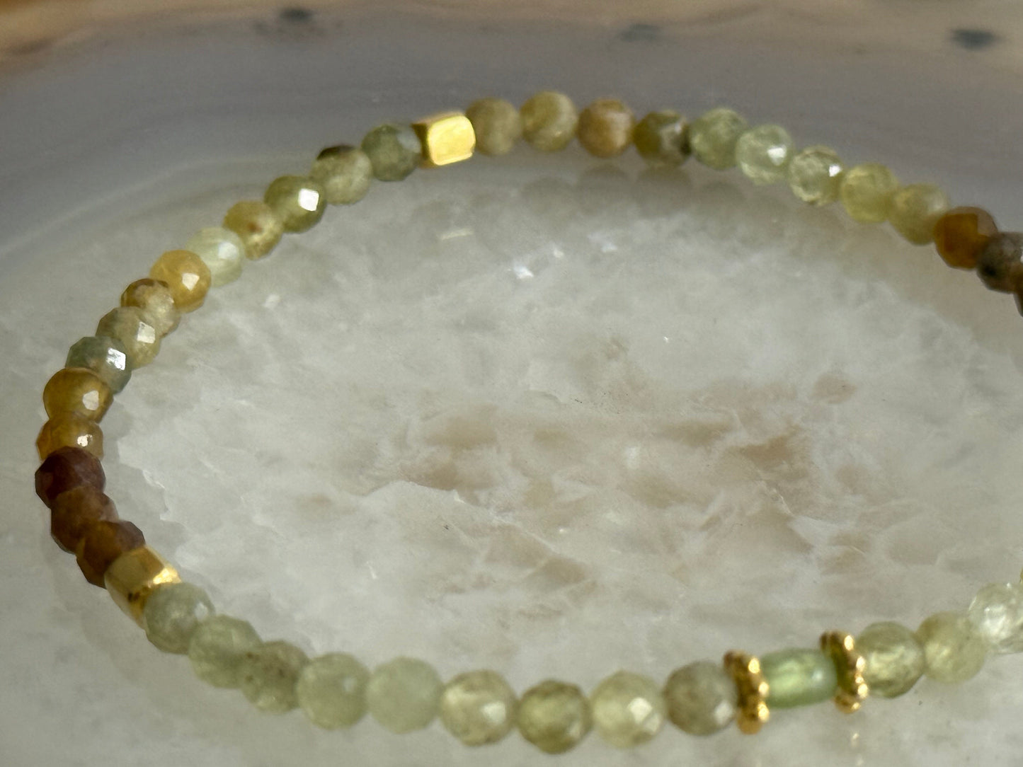 Peridot faceted stones Bracelet (Gold Vermeil)